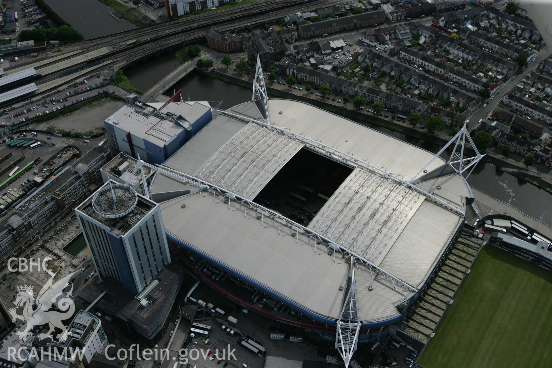 RCAHMW colour oblique photograph of Cardiff Millennium Stadium. Taken by Toby Driver on 13/06/2011.