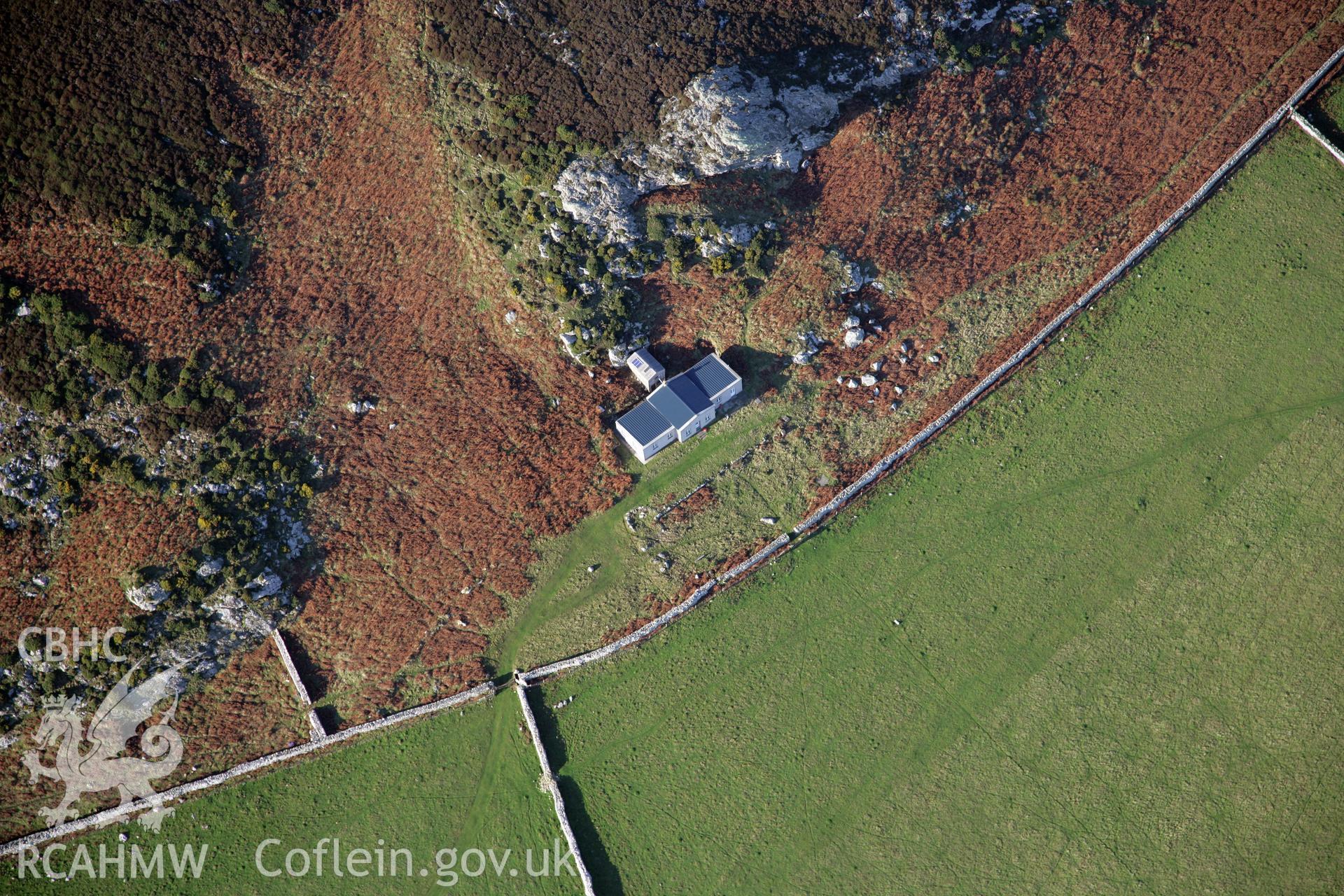 RCAHMW colour oblique photograph of The Bungalow, Ramsey Island, looking north-west. Taken by O. Davies & T. Driver on 22/11/2013.