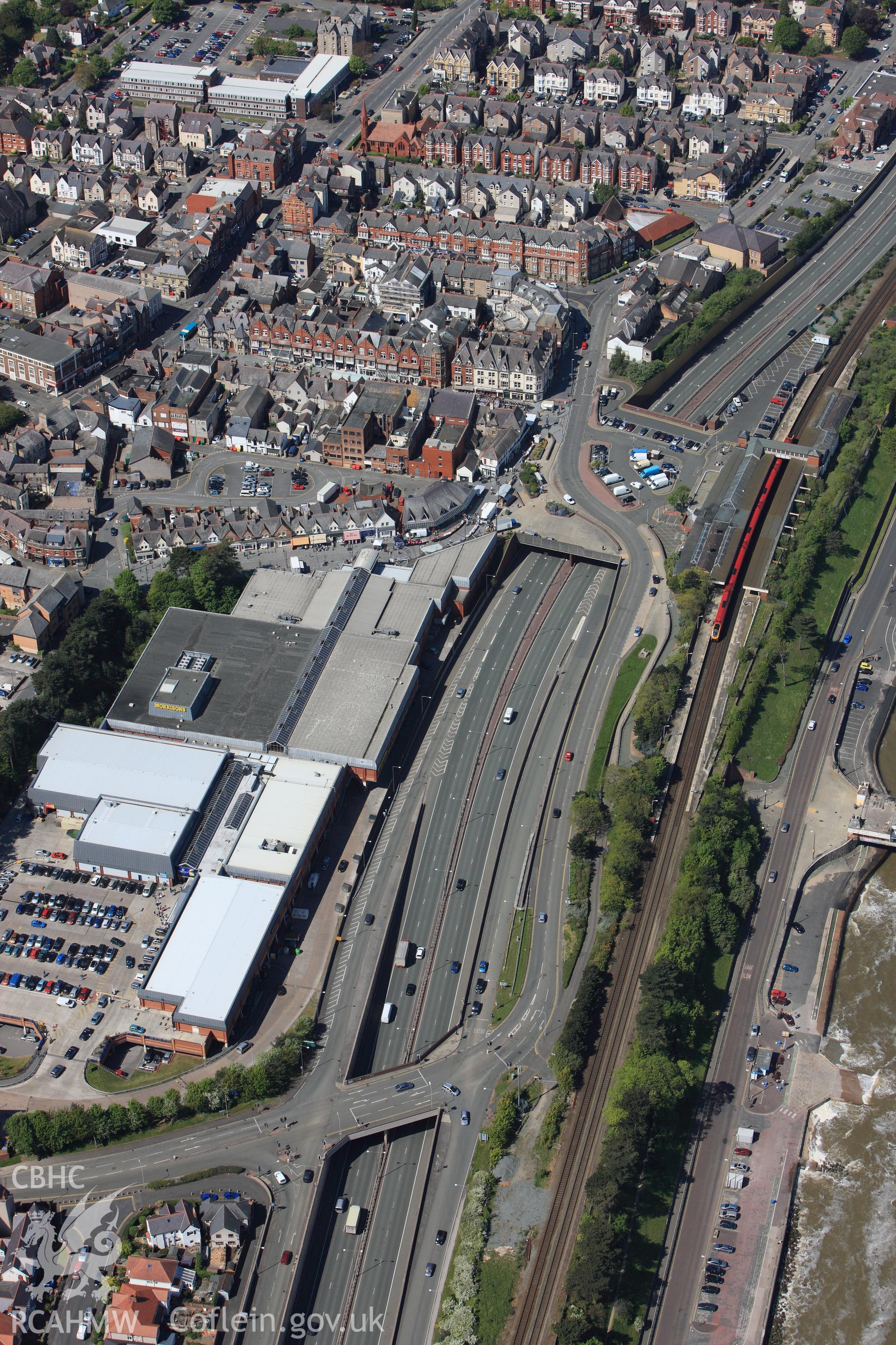 RCAHMW colour oblique photograph of Colwyn Bay Railway Station. Taken by Toby Driver on 03/05/2011.
