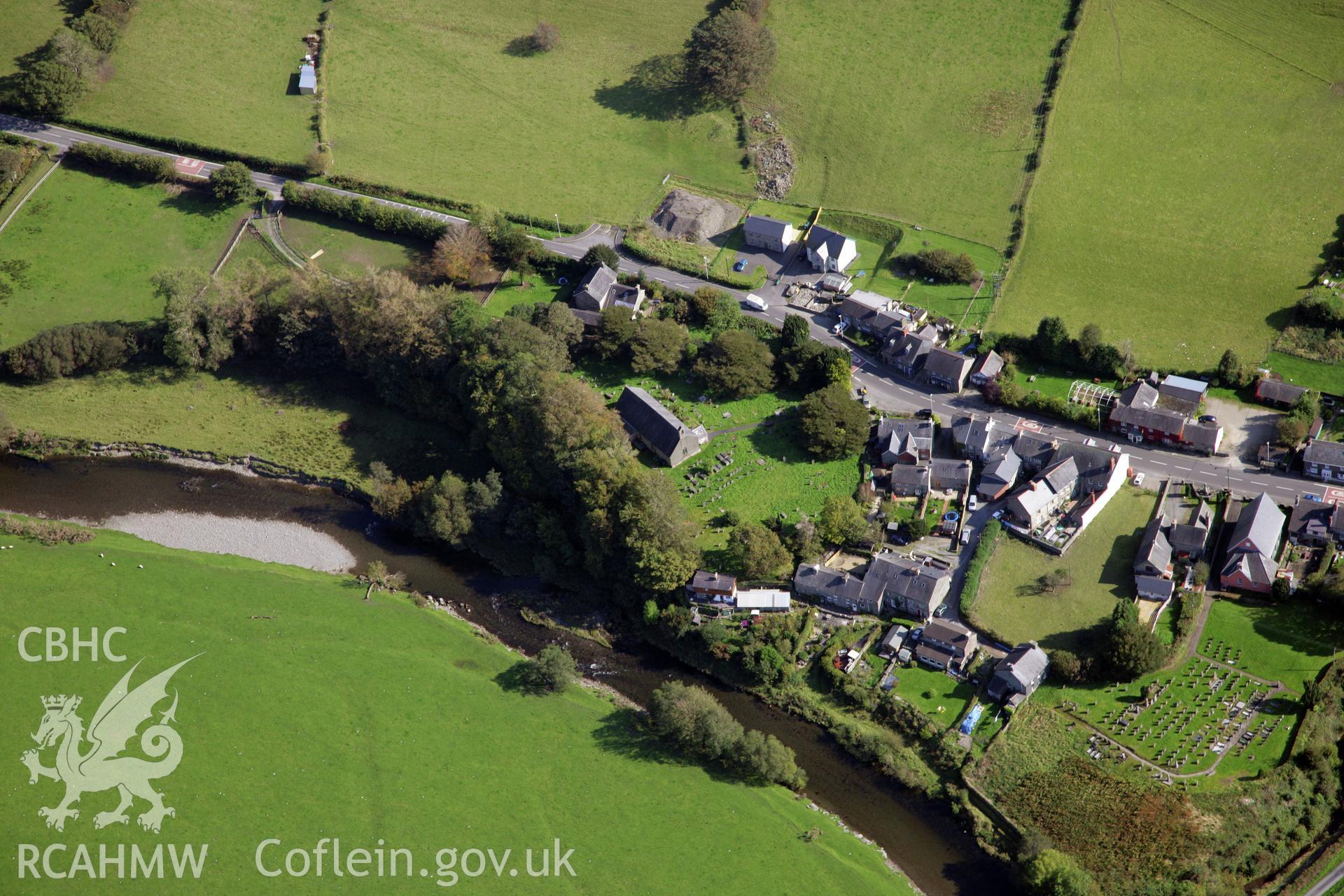 RCAHMW colour oblique photograph of St Tydecho's Church, Cemmaes. Taken by Oliver Davies on 29/09/2011.