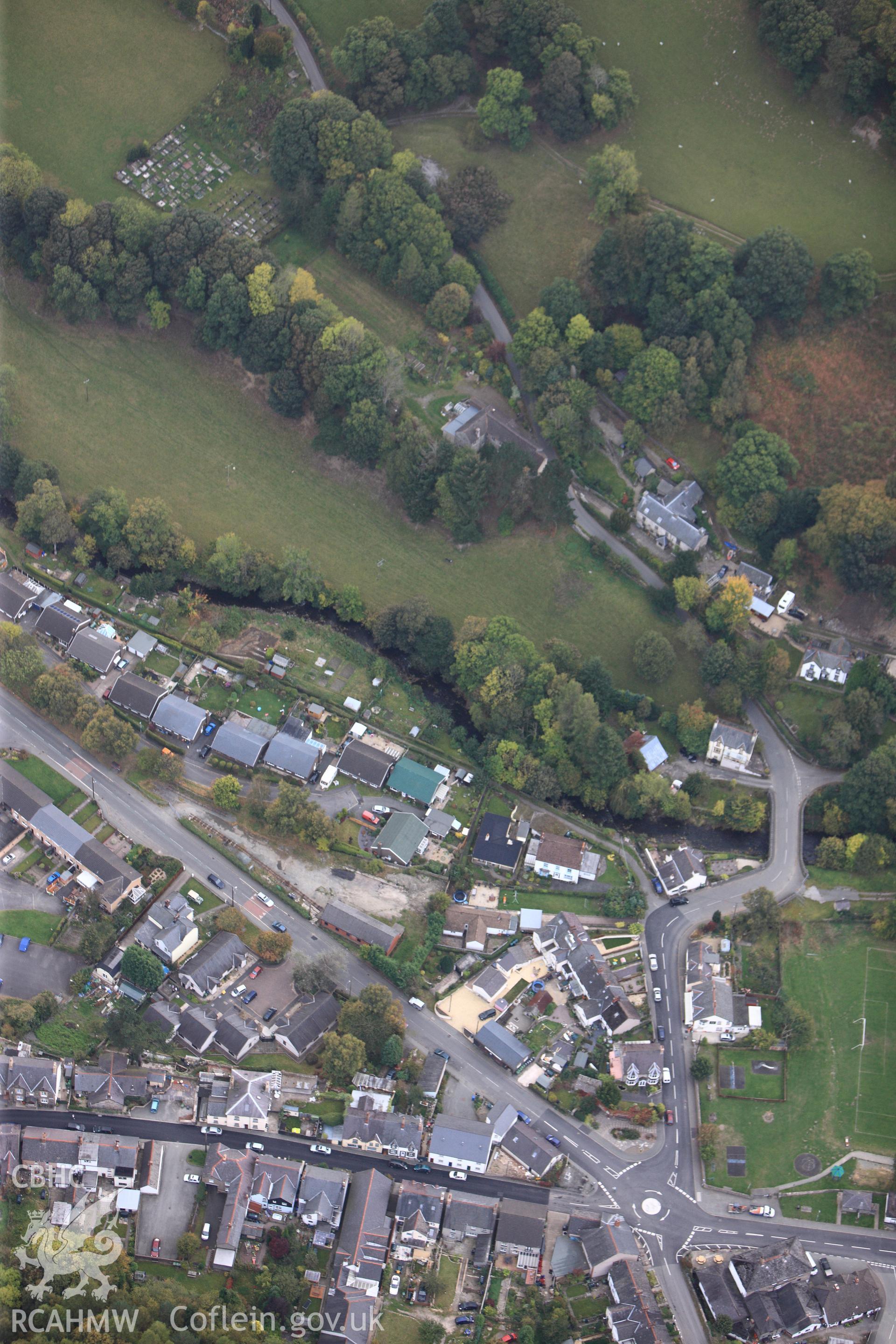 RCAHMW colour oblique photograph of Glyn Valley Tramway Station, Glyn Ceiriog. Taken by Toby Driver on 04/10/2011.