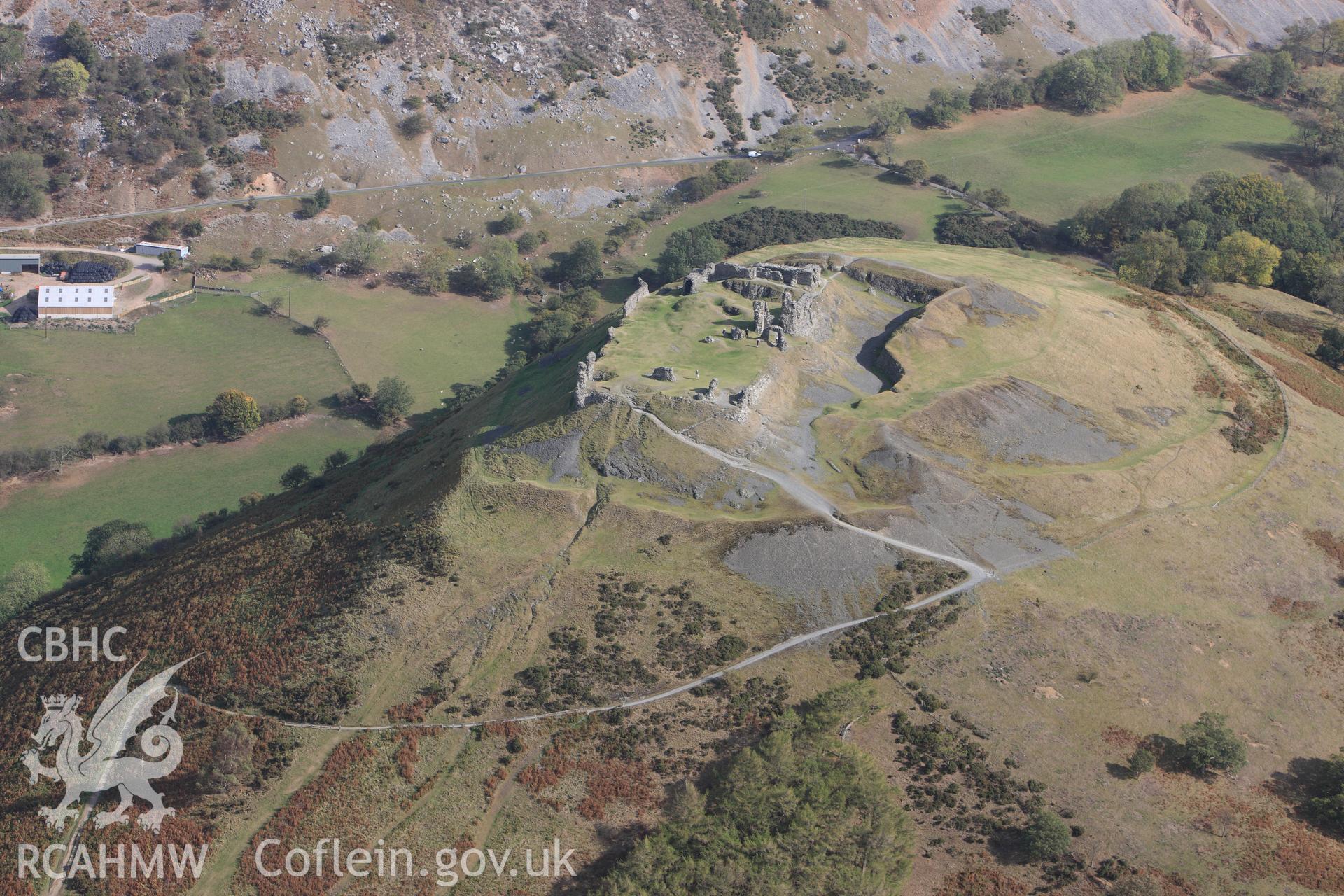 RCAHMW colour oblique photograph of Castell Dinas Bran. Taken by Toby Driver on 04/10/2011.