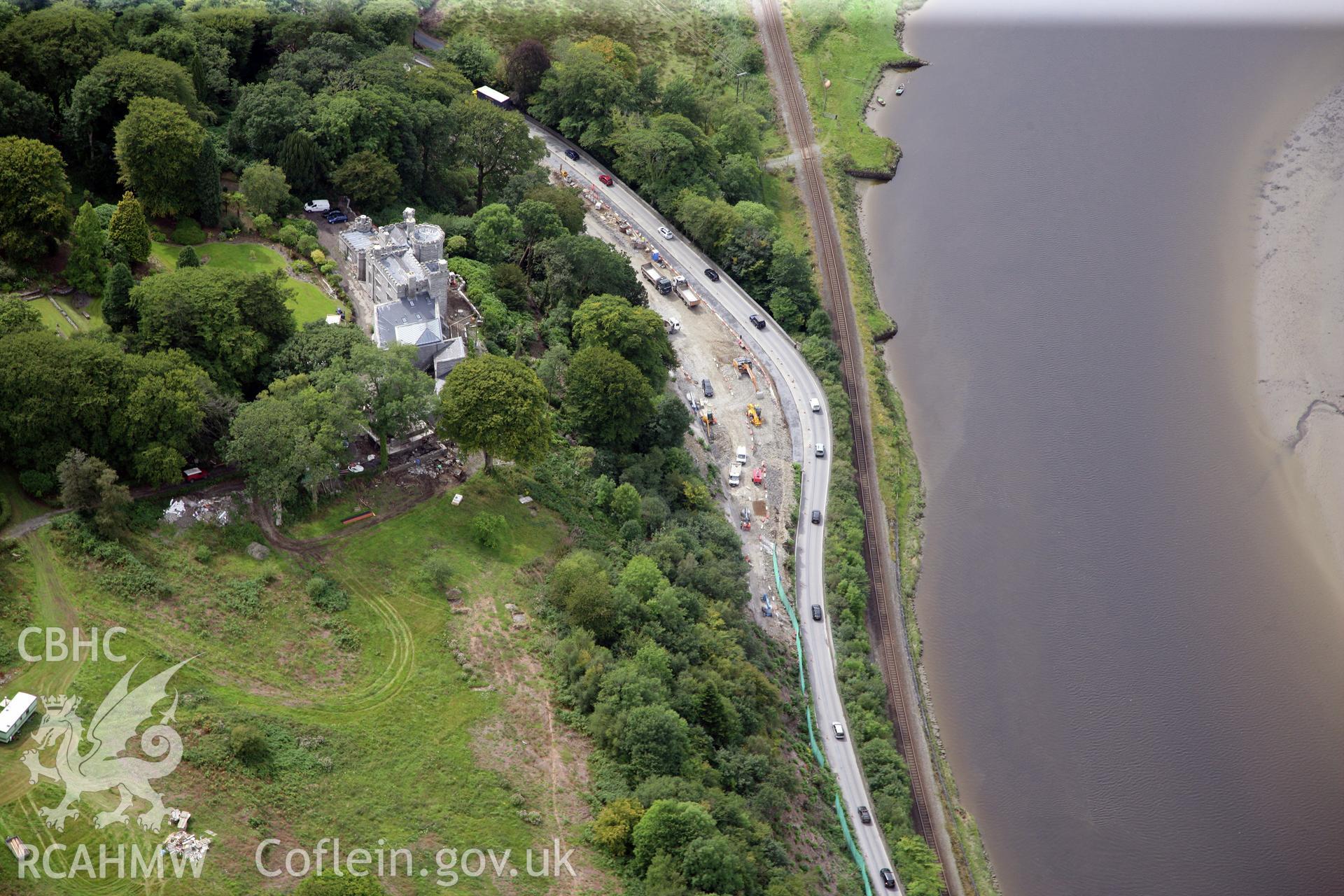 RCAHMW colour oblique photograph of Glandyfi Bends Road Improvement Scheme. Taken by Toby Driver on 17/08/2011.