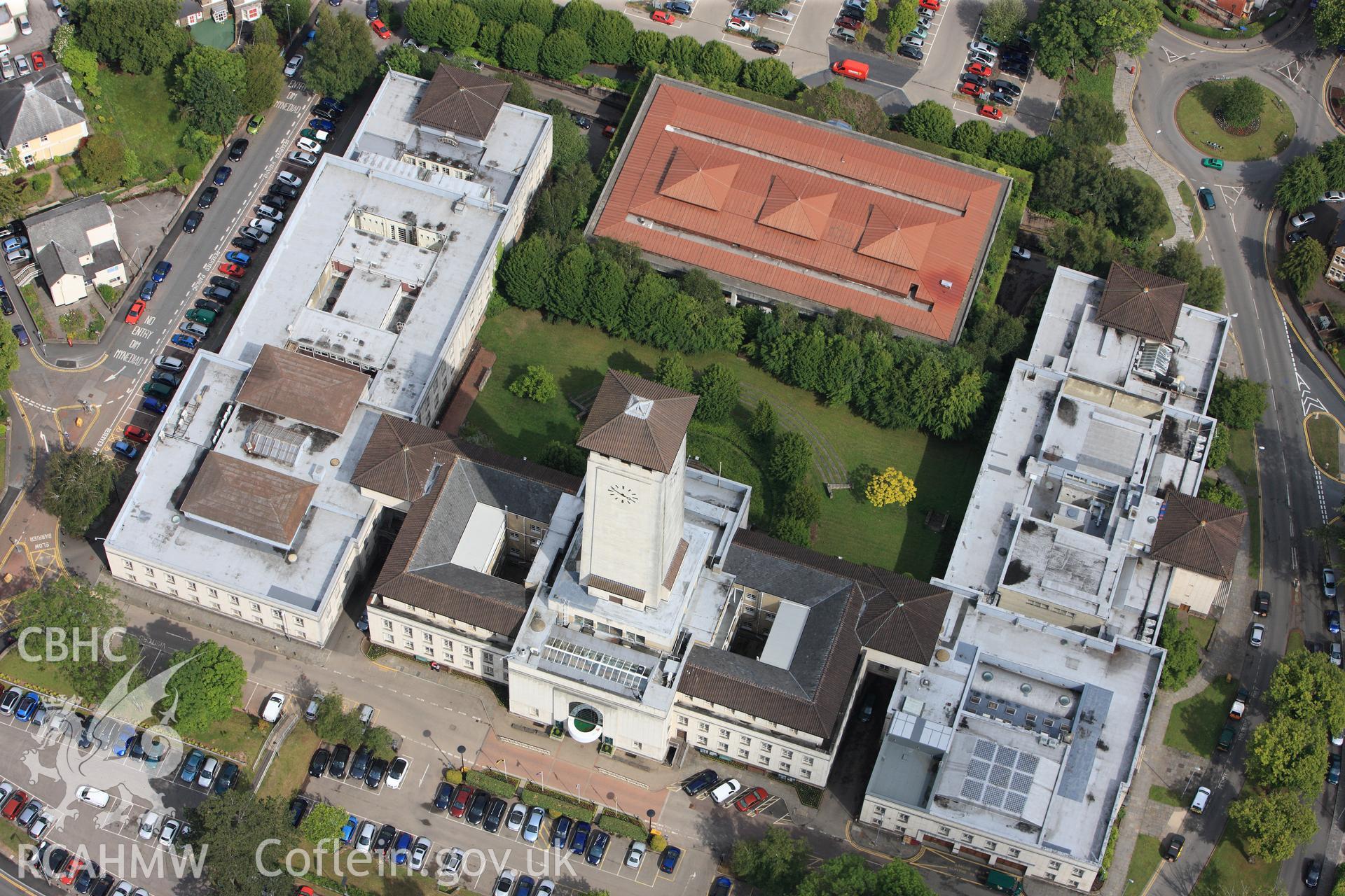 RCAHMW colour oblique photograph of Newport civic centre. Taken by Toby Driver on 13/06/2011.
