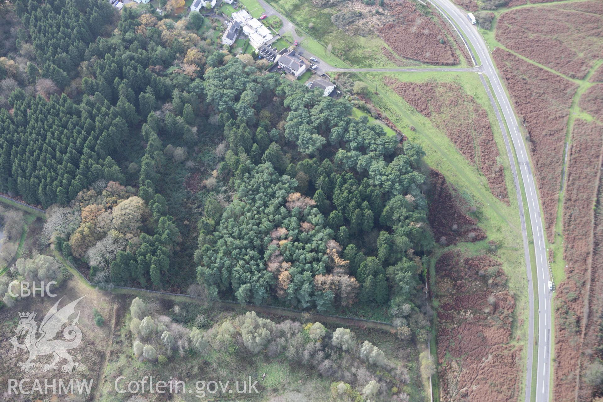 RCAHMW colour oblique photograph of Coity Higher Moat. Taken by Toby Driver on 17/11/2011.