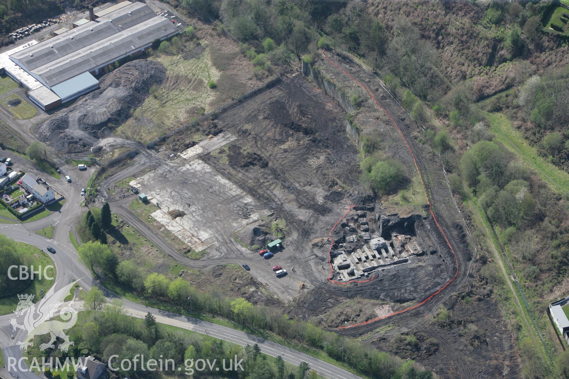 RCAHMW colour oblique photograph of Ystalyfera Iron And Tinplate Works. Taken by Toby Driver on 08/04/2011.