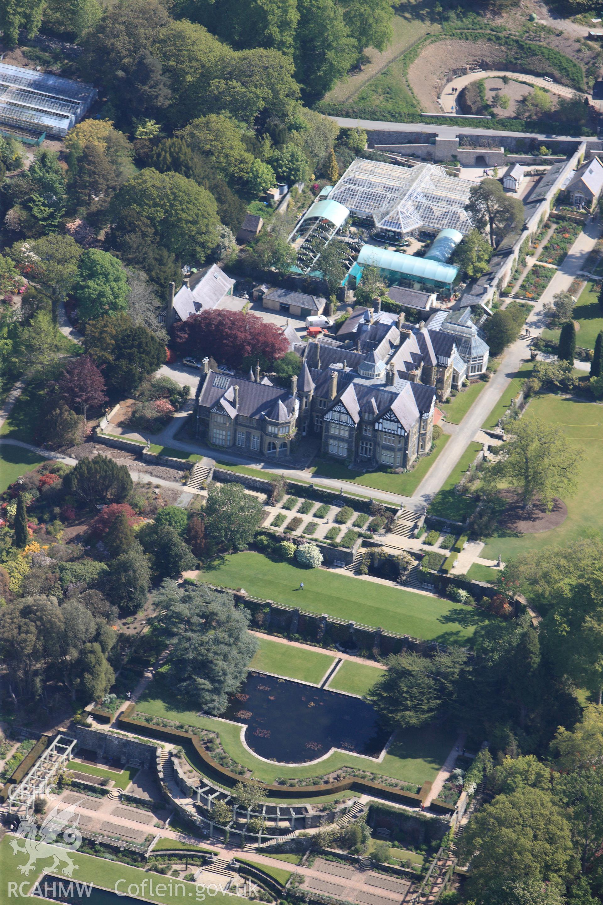 RCAHMW colour oblique photograph of Bodnant Gardens. Taken by Toby Driver on 03/05/2011.