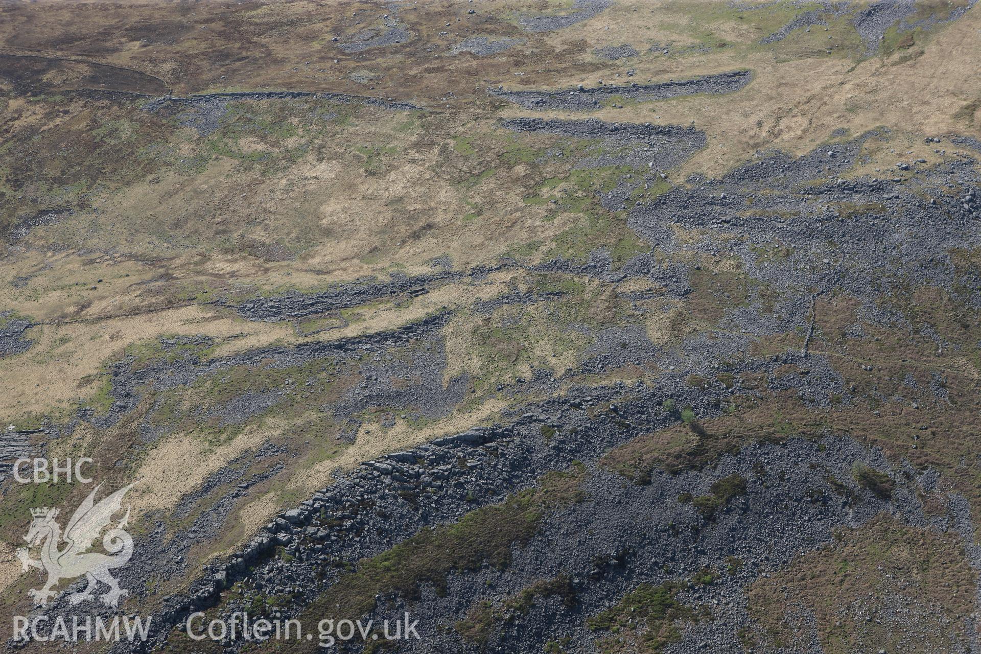 RCAHMW colour oblique photograph of Upper Cwm Twrch, Deserted Rural Settlement. Taken by Toby Driver on 08/04/2011.