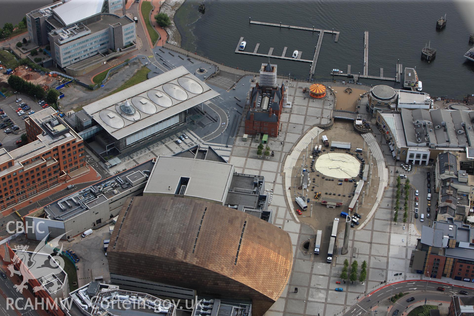RCAHMW colour oblique photograph of Bute west dock basin. Taken by Toby Driver on 13/06/2011.
