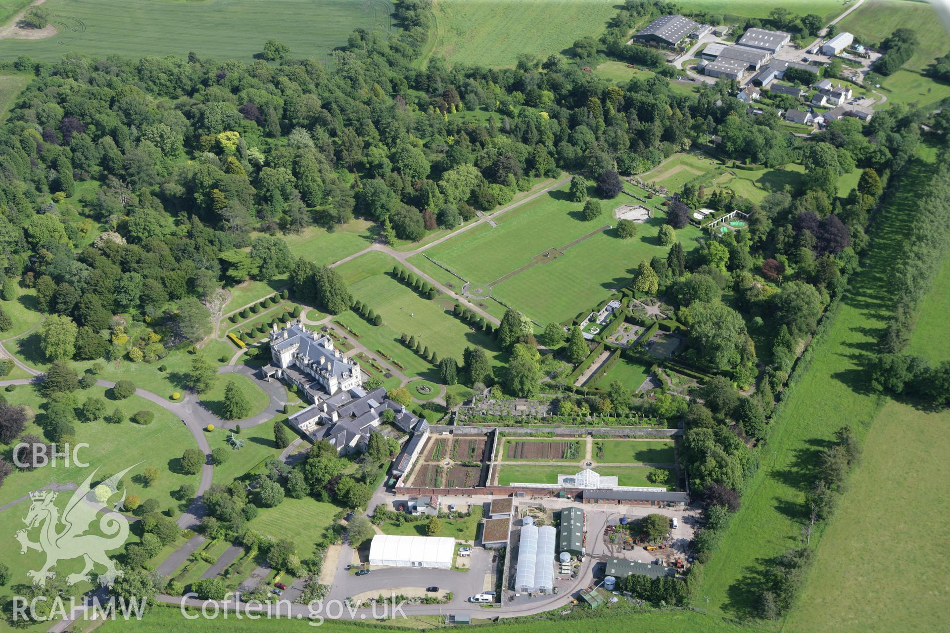 RCAHMW colour oblique photograph of Dyffryn House. Taken by Toby Driver on 13/06/2011.