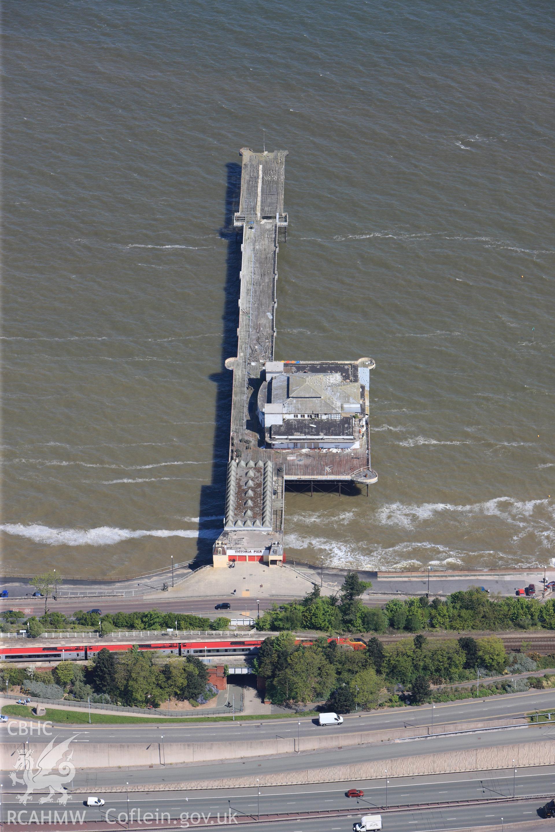 RCAHMW colour oblique photograph of Victoria Pier and Pavillion, Colwyn Bay. Taken by Toby Driver on 03/05/2011.