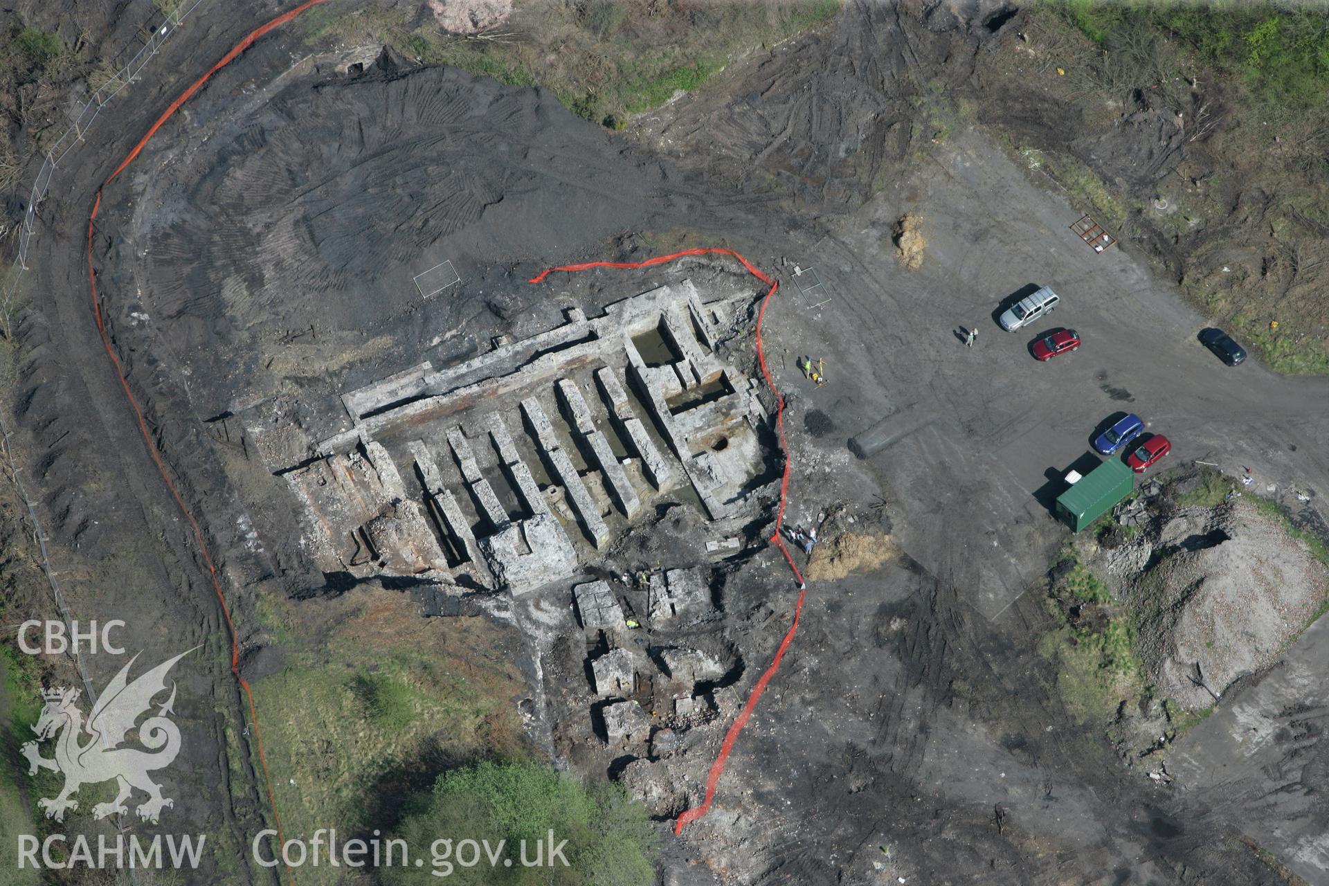 RCAHMW colour oblique photograph of Ystalyfera Iron And Tinplate Works. Taken by Toby Driver on 08/04/2011.