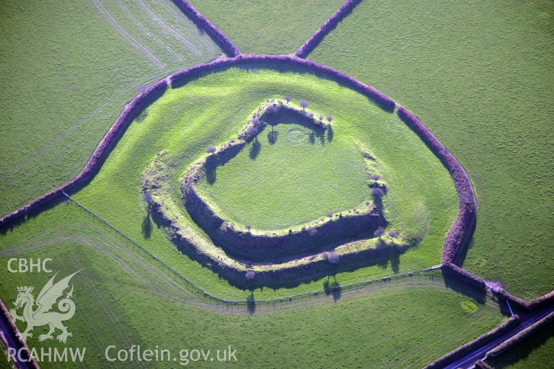 RCAHMW colour oblique photograph of Romans Castle, viewed from the north-east. Taken by O. Davies & T. Driver on 22/11/2013.