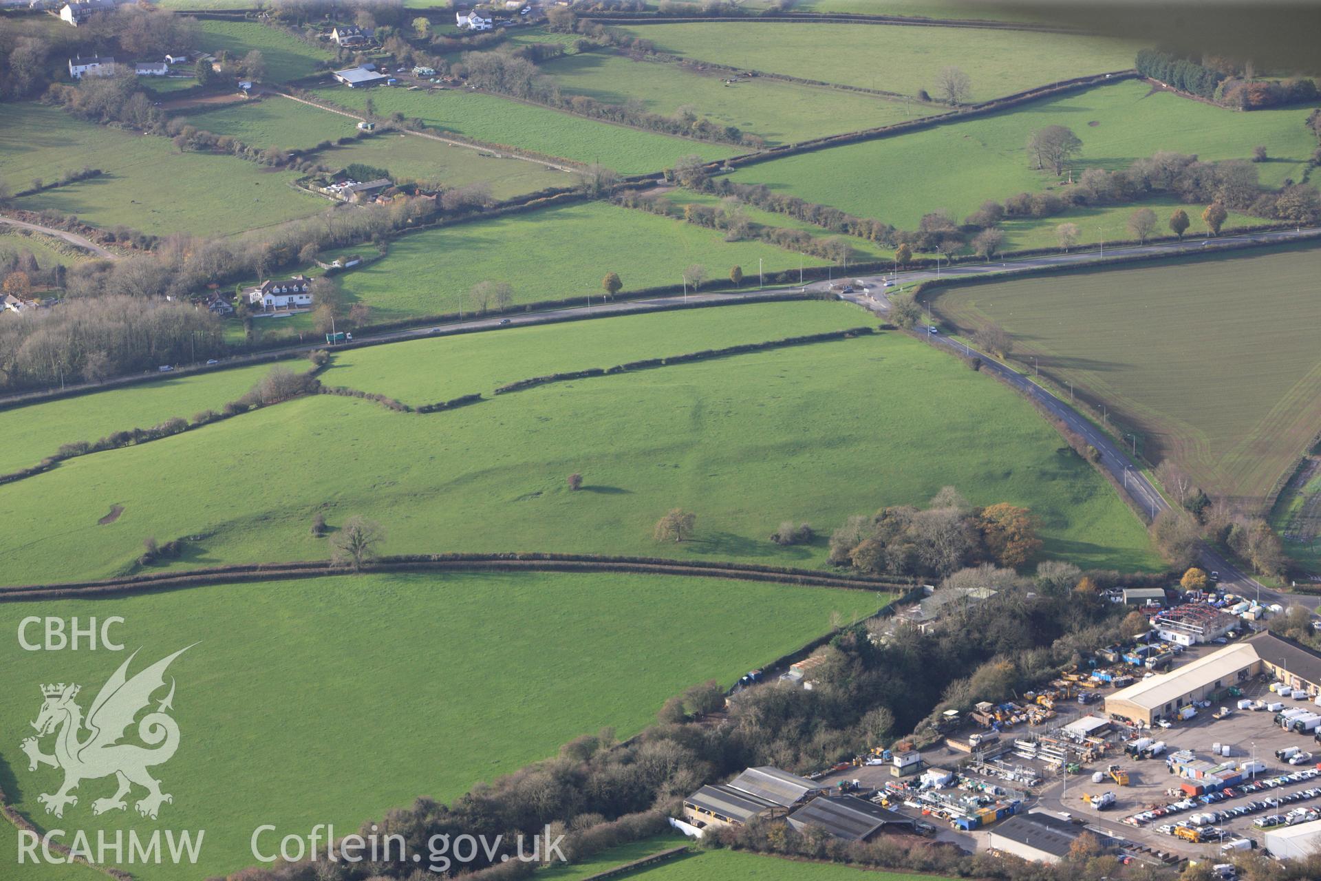 RCAHMW colour oblique photograph of Twyn Bwmbegan Field System. Taken by Toby Driver on 17/11/2011.