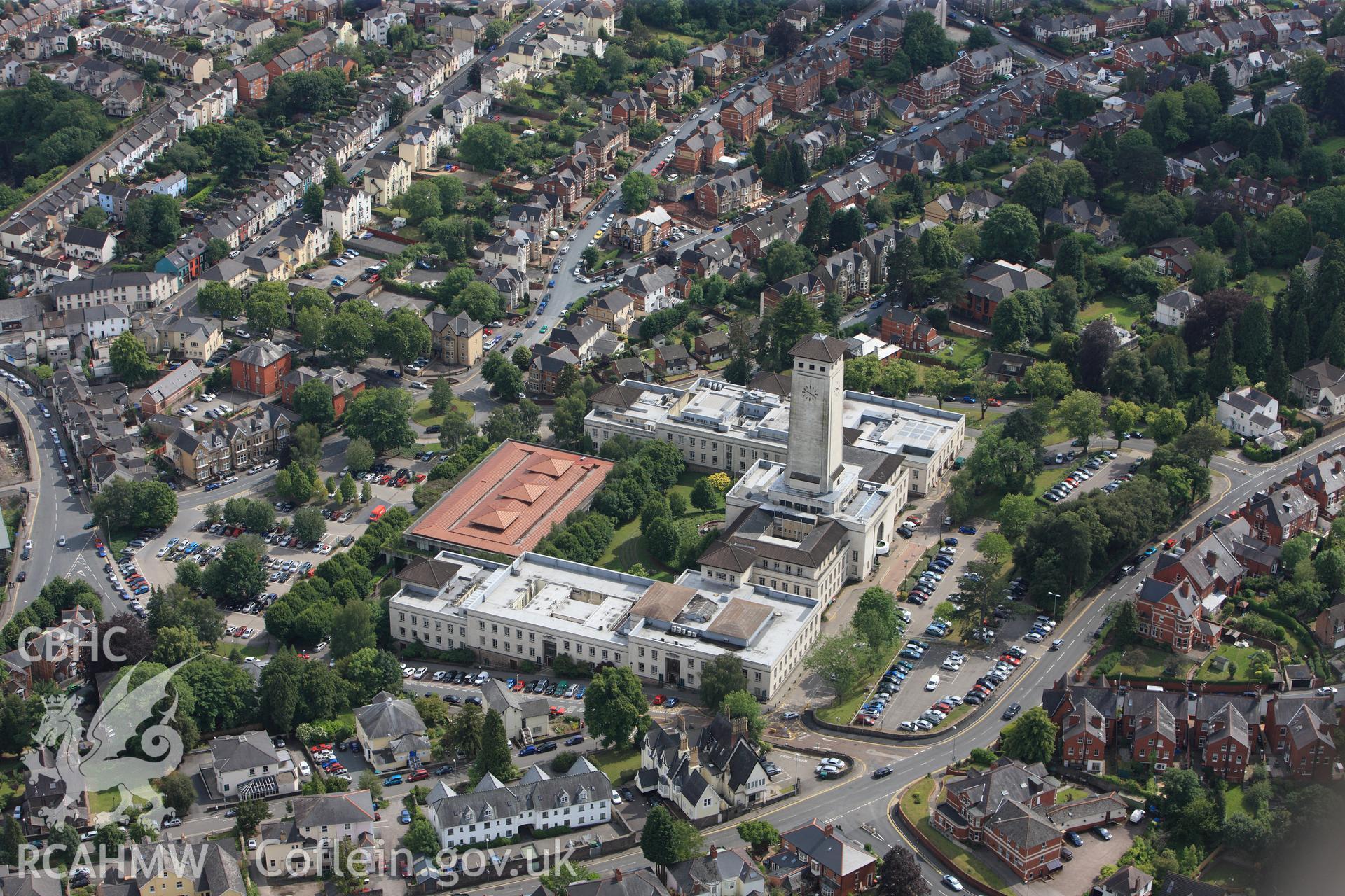 RCAHMW colour oblique photograph of Newport civic centre. Taken by Toby Driver on 13/06/2011.