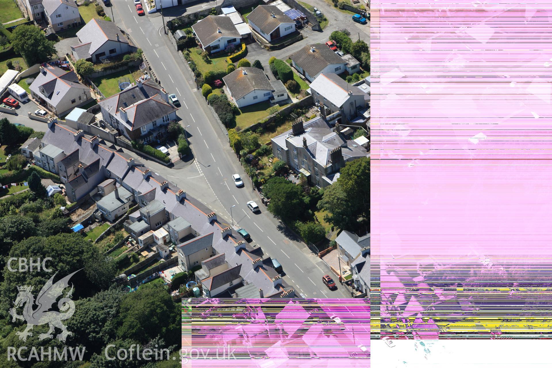 RCAHMW colour oblique photograph of Junction of Bethesda Street and Mona Street, Amlwch, damaged digital image. Taken by Toby Driver on 20/07/2011.