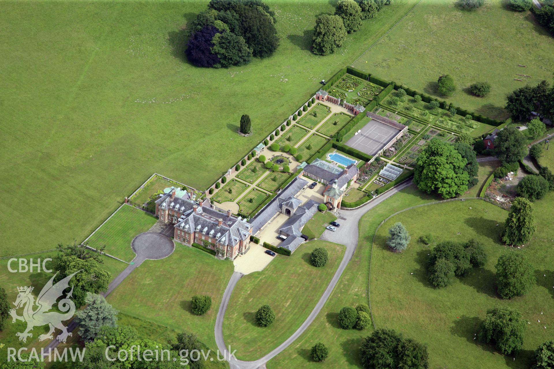 RCAHMW colour oblique photograph of Nant Clwyd Hall. Taken by Toby Driver and Oliver Davies on 05/07/2011.