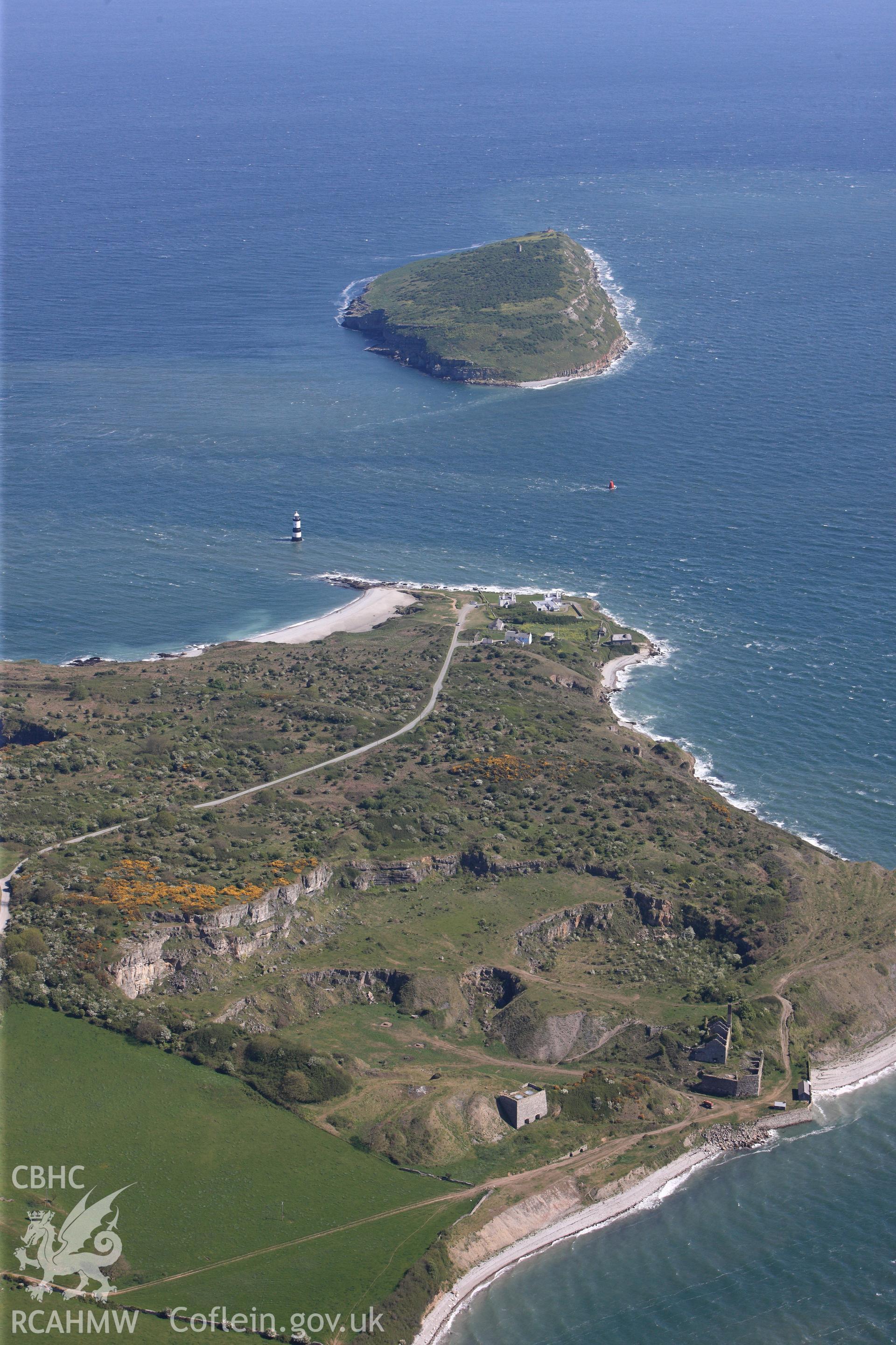 RCAHMW colour oblique photograph of Flagstaff Quarry, Penmon Point. Taken by Toby Driver on 03/05/2011.
