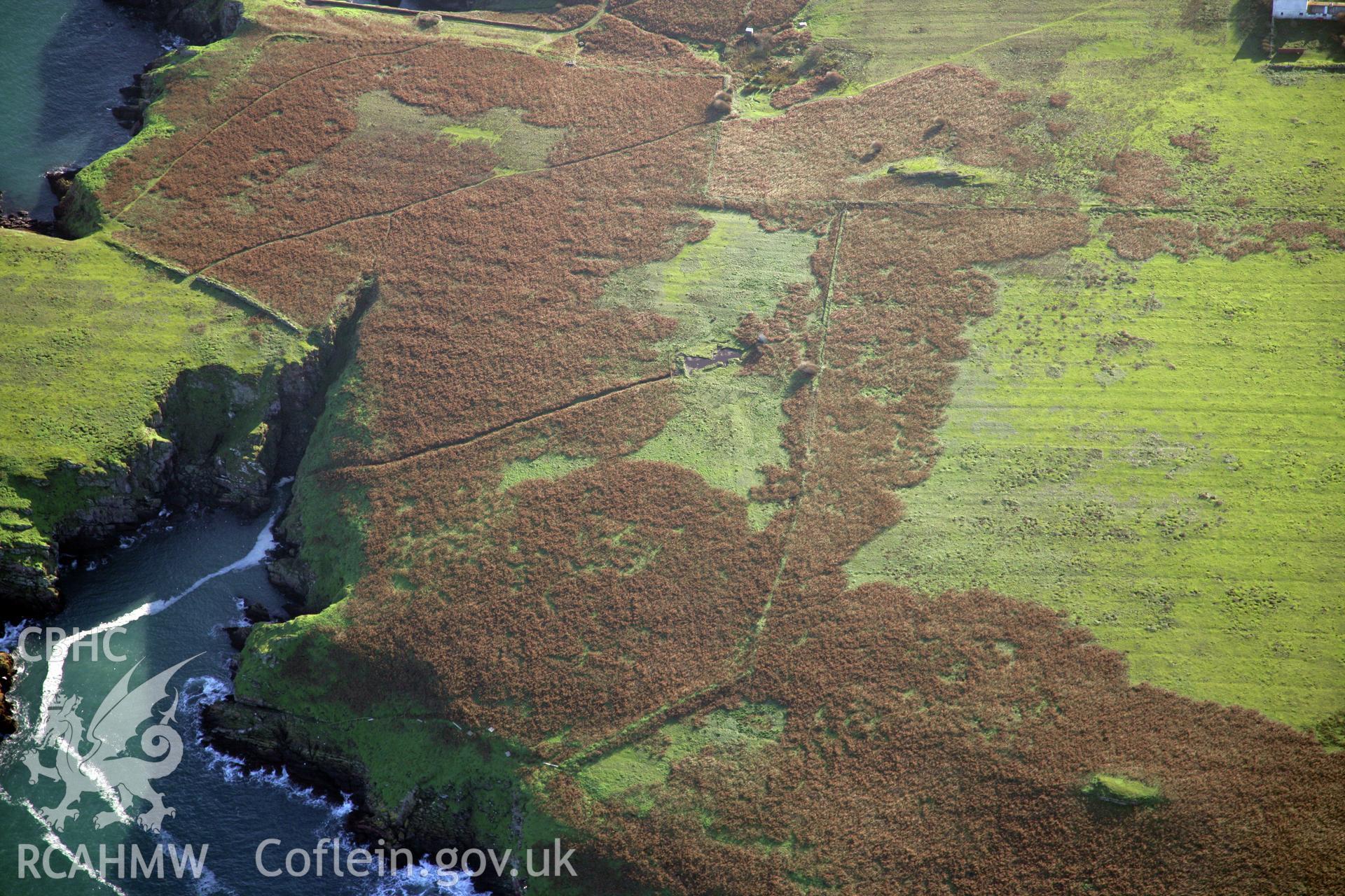 RCAHMW colour oblique photograph of field system, Skokholm Island, viewed from the north. Taken by O. Davies & T. Driver on 22/11/2013.