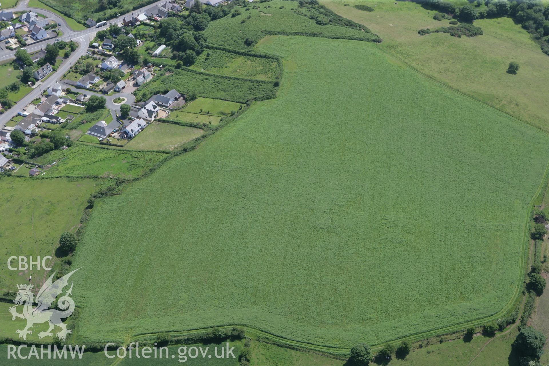 RCAHMW colour oblique photograph of Penparc cropmark. Taken by Toby Driver and Oliver Davies on 28/06/2011.