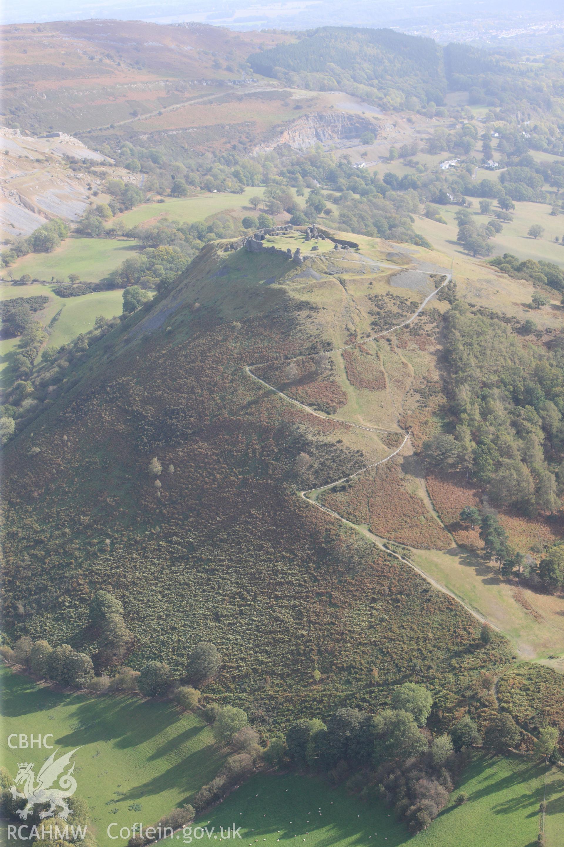 RCAHMW colour oblique photograph of Castell Dinas Bran. Taken by Toby Driver on 04/10/2011.