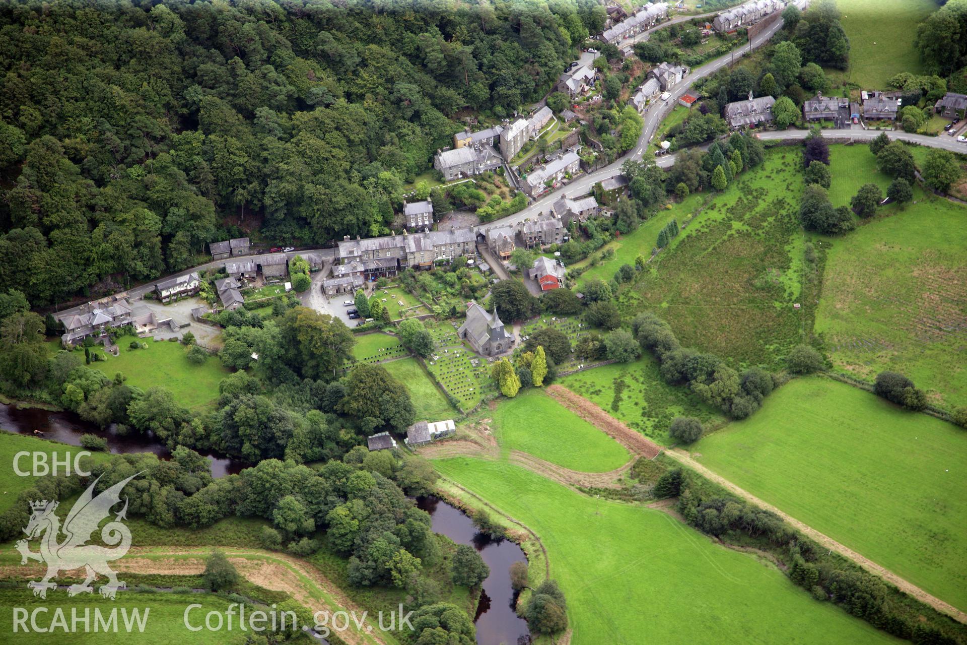 RCAHMW colour oblique photograph of St Twrog's Church, Maentwrog. Taken by Toby Driver on 17/08/2011.