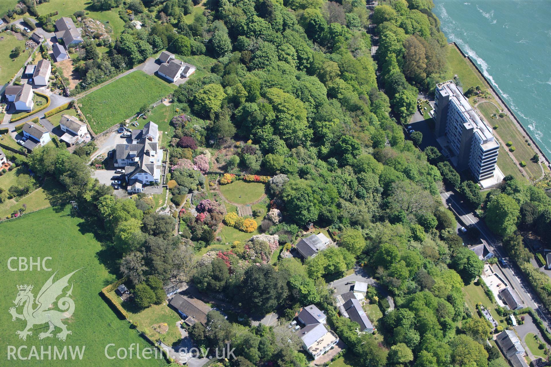 RCAHMW colour oblique photograph of Glyn Garth Court, on the site of Bishops Palace, Llandegfan. Taken by Toby Driver on 03/05/2011.