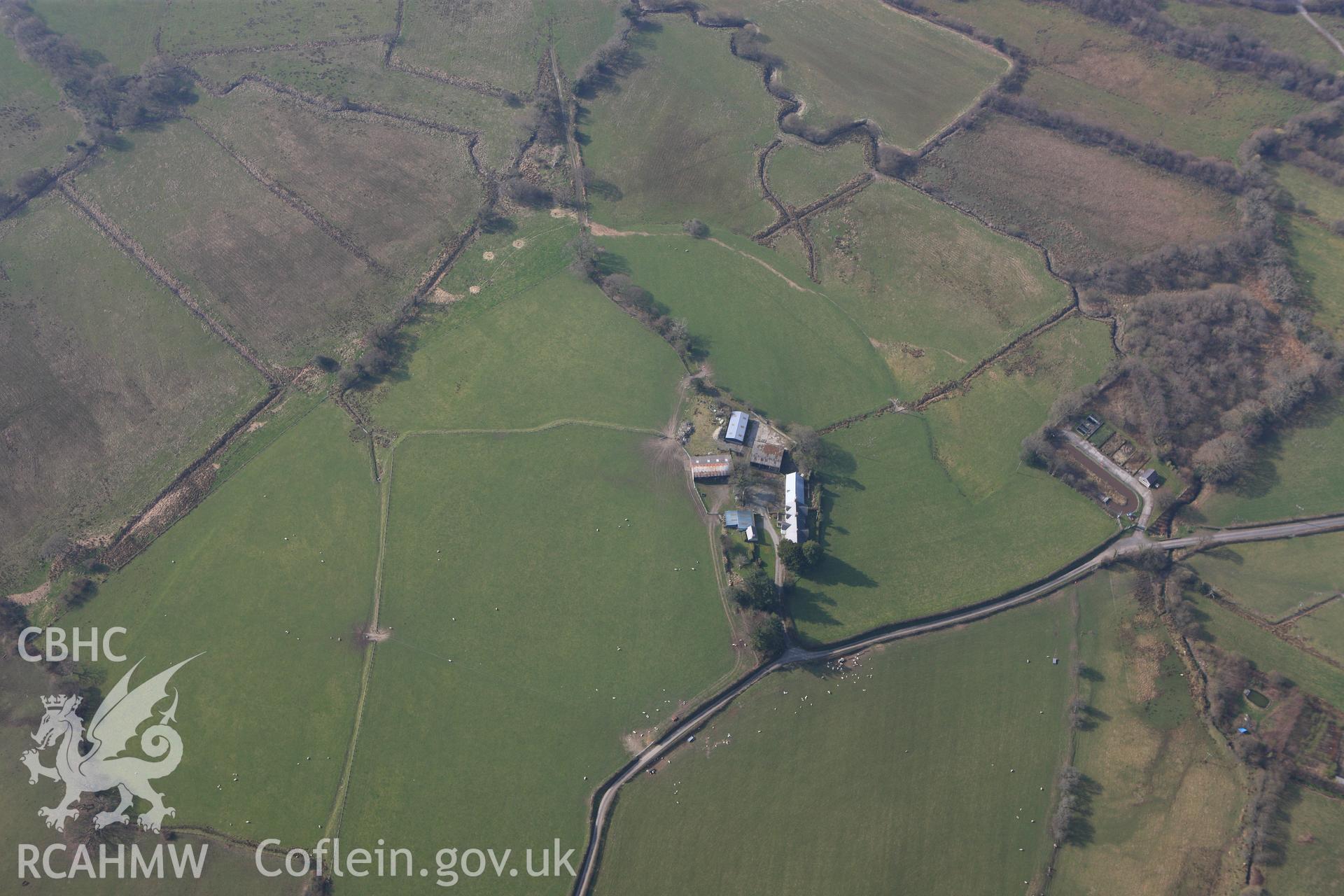 RCAHMW colour oblique photograph of Cefn Caer Roman Fort. Taken by Toby Driver on 25/03/2011.