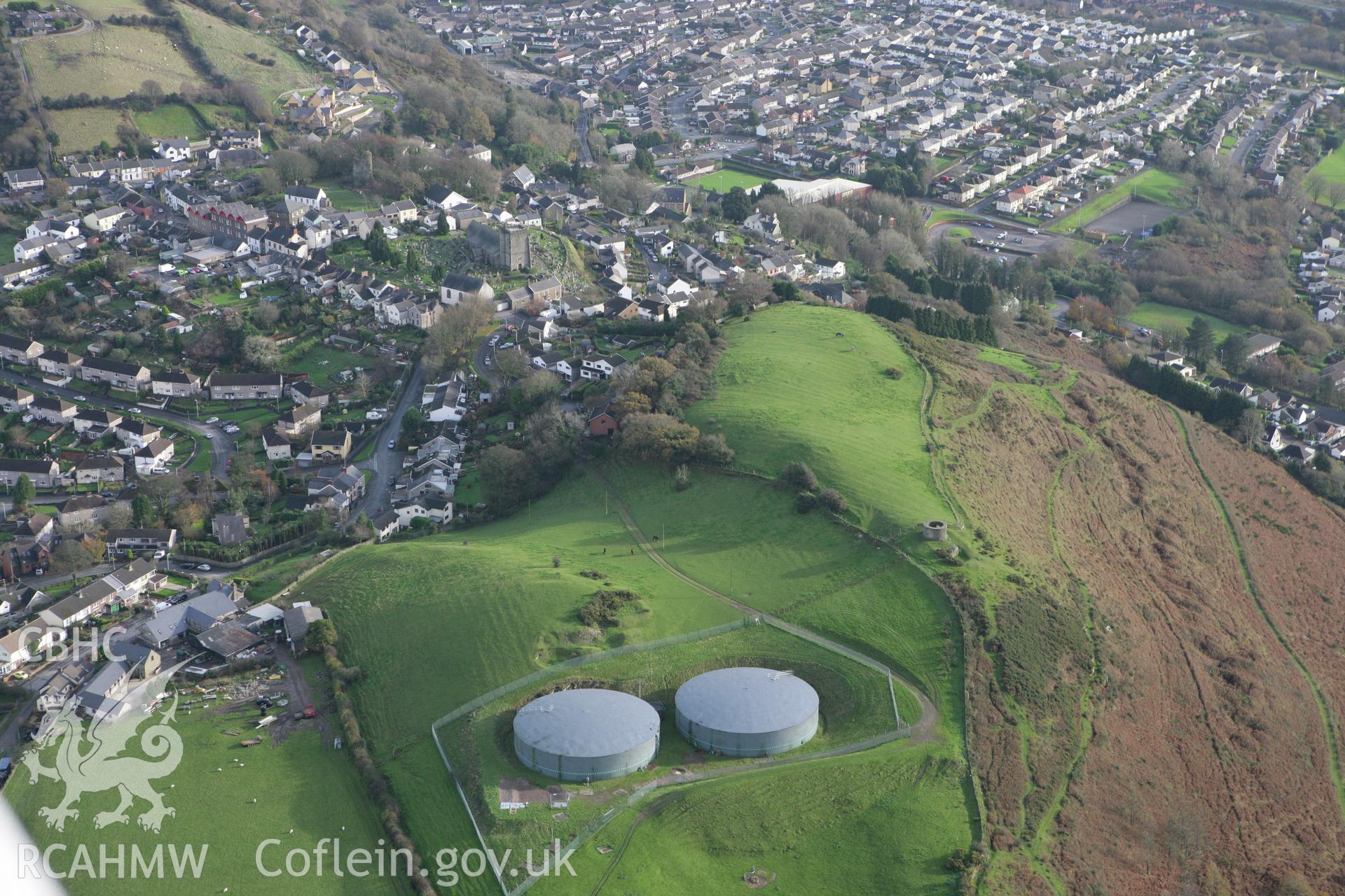 RCAHMW colour oblique photograph of Llantrisant, view from the west. Taken by Toby Driver on 17/11/2011.