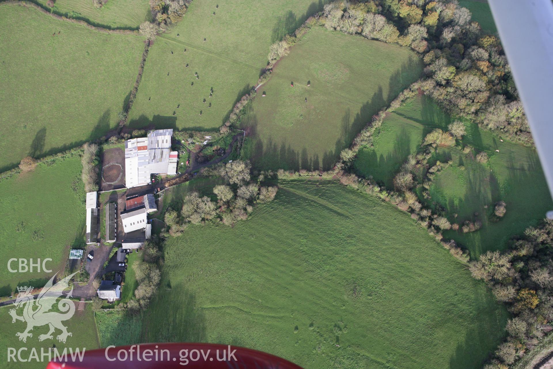 RCAHMW colour oblique photograph of Balas Barn, south of Caerau. Taken by Toby Driver on 17/11/2011.