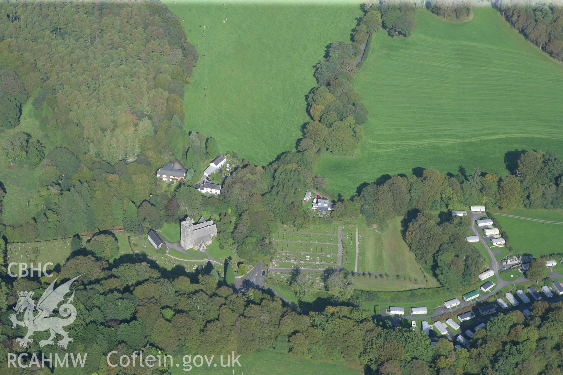 RCAHMW colour oblique photograph of St Issel's Church, viewed from the south-west. Taken by Toby Driver and Oliver Davies on 28/09/2011.