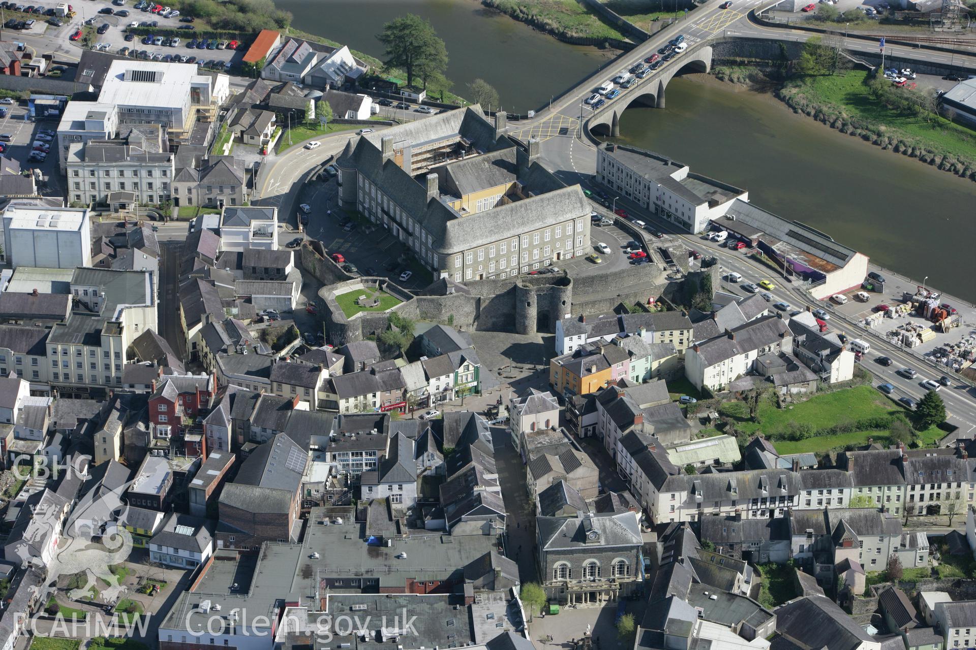 RCAHMW colour oblique photograph of Carmarthen Gaol. Taken by Toby Driver on 08/04/2011.