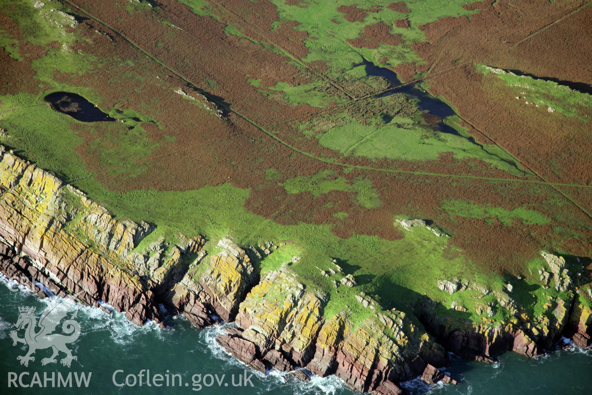 RCAHMW colour oblique photograph of field system, Skokholm Island, viewed from the south. Taken by O. Davies & T. Driver on 22/11/2013.