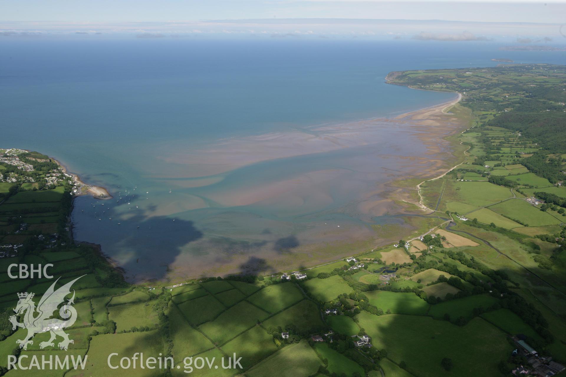 RCAHMW colour oblique photograph of Red Wharf Bay, landscape from west. Taken by Toby Driver on 20/07/2011.