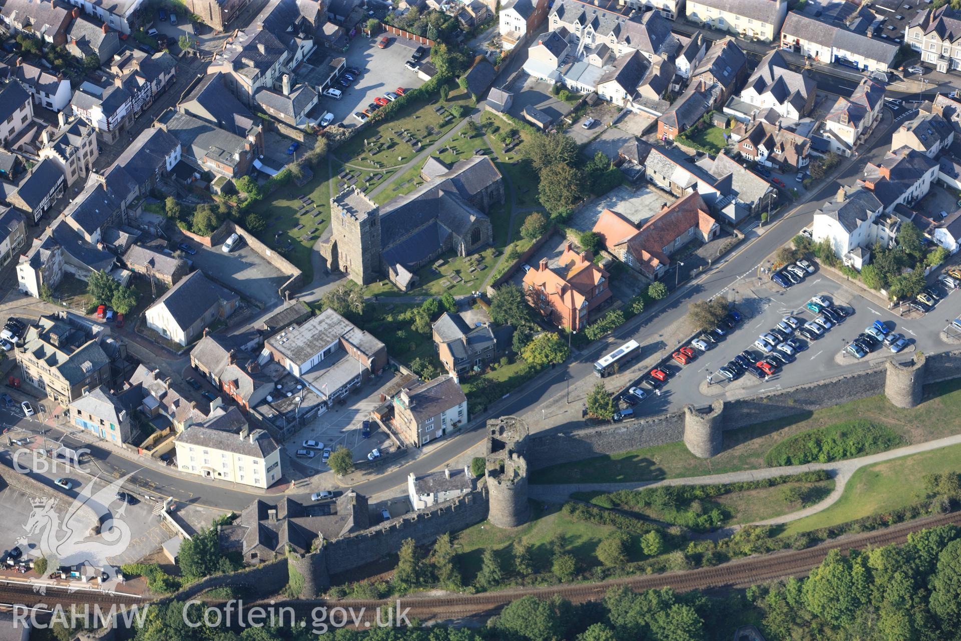 RCAHMW colour oblique photograph of Conwy town walls. Taken by Toby Driver and Oliver Davies on 27/07/2011.