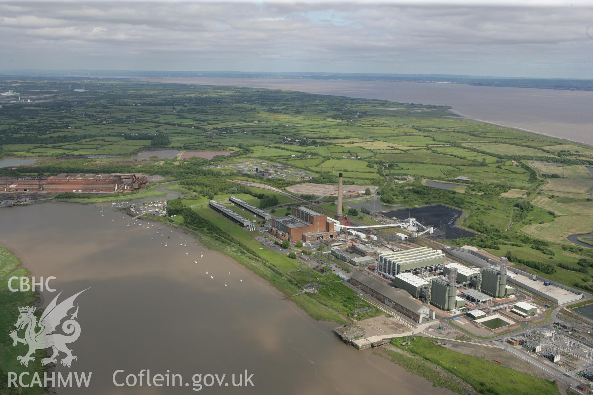 RCAHMW colour oblique photograph of Newport power station. Taken by Toby Driver on 13/06/2011.
