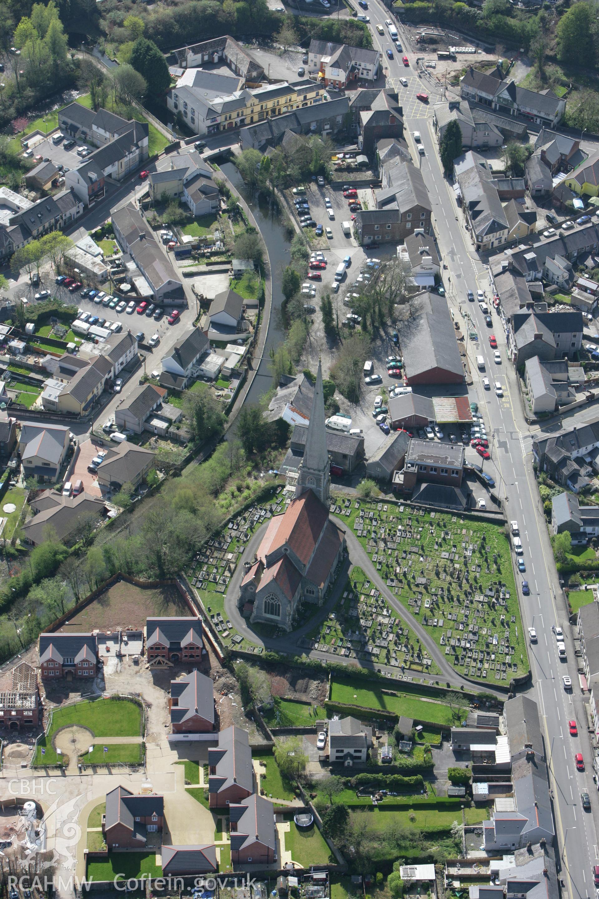 RCAHMW colour oblique photograph of St Peter's Church, Pontardawe. Taken by Toby Driver on 08/04/2011.