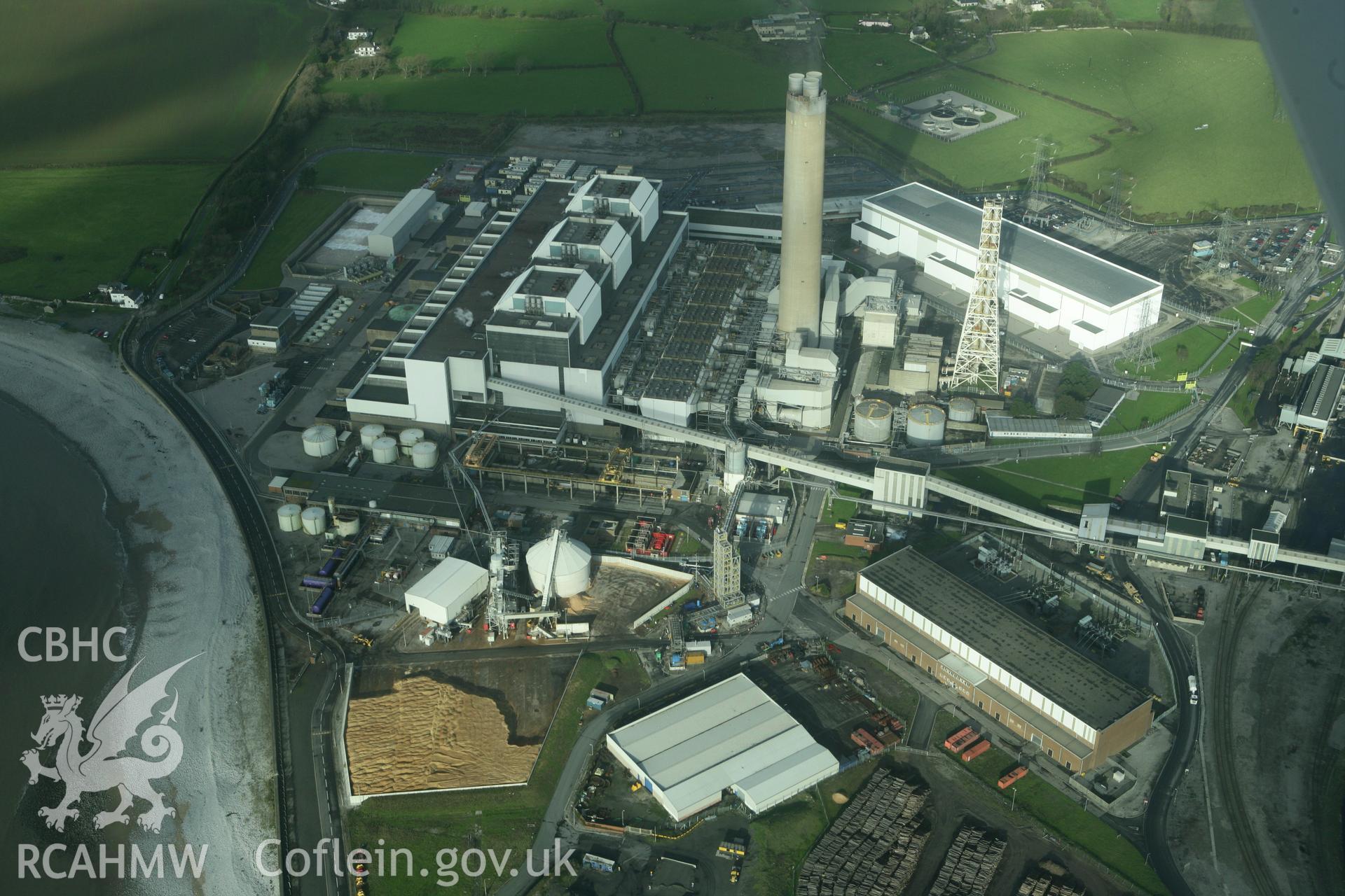 RCAHMW colour oblique photograph of Aberthaw Power Station, from the west. Taken by Toby Driver on 17/11/2011.