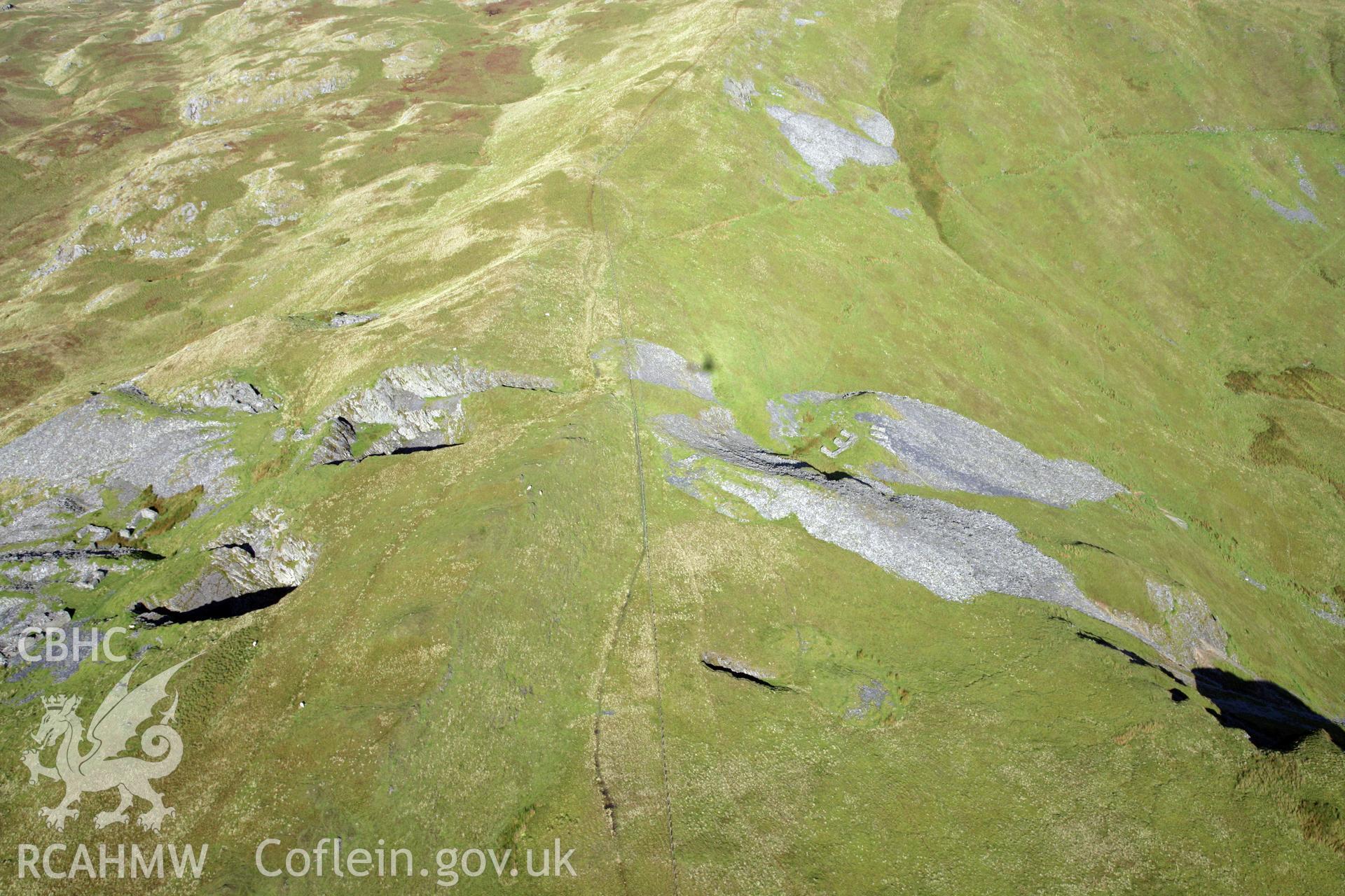 RCAHMW colour oblique photograph of Cloddfa Gwanas Slate Quarry. Taken by Oliver Davies on 29/09/2011.
