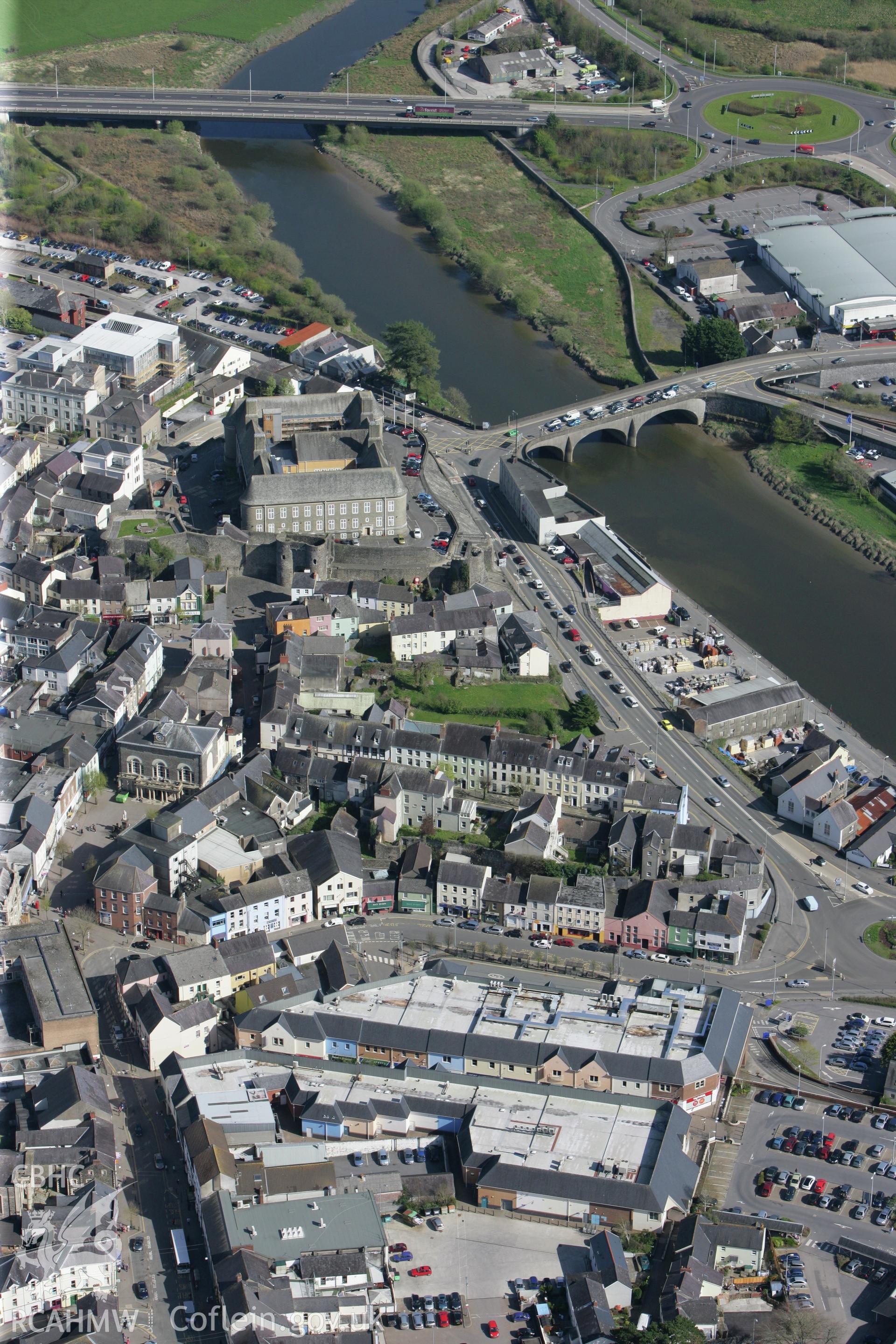 RCAHMW colour oblique photograph of Carmarthen Gaol. Taken by Toby Driver on 08/04/2011.