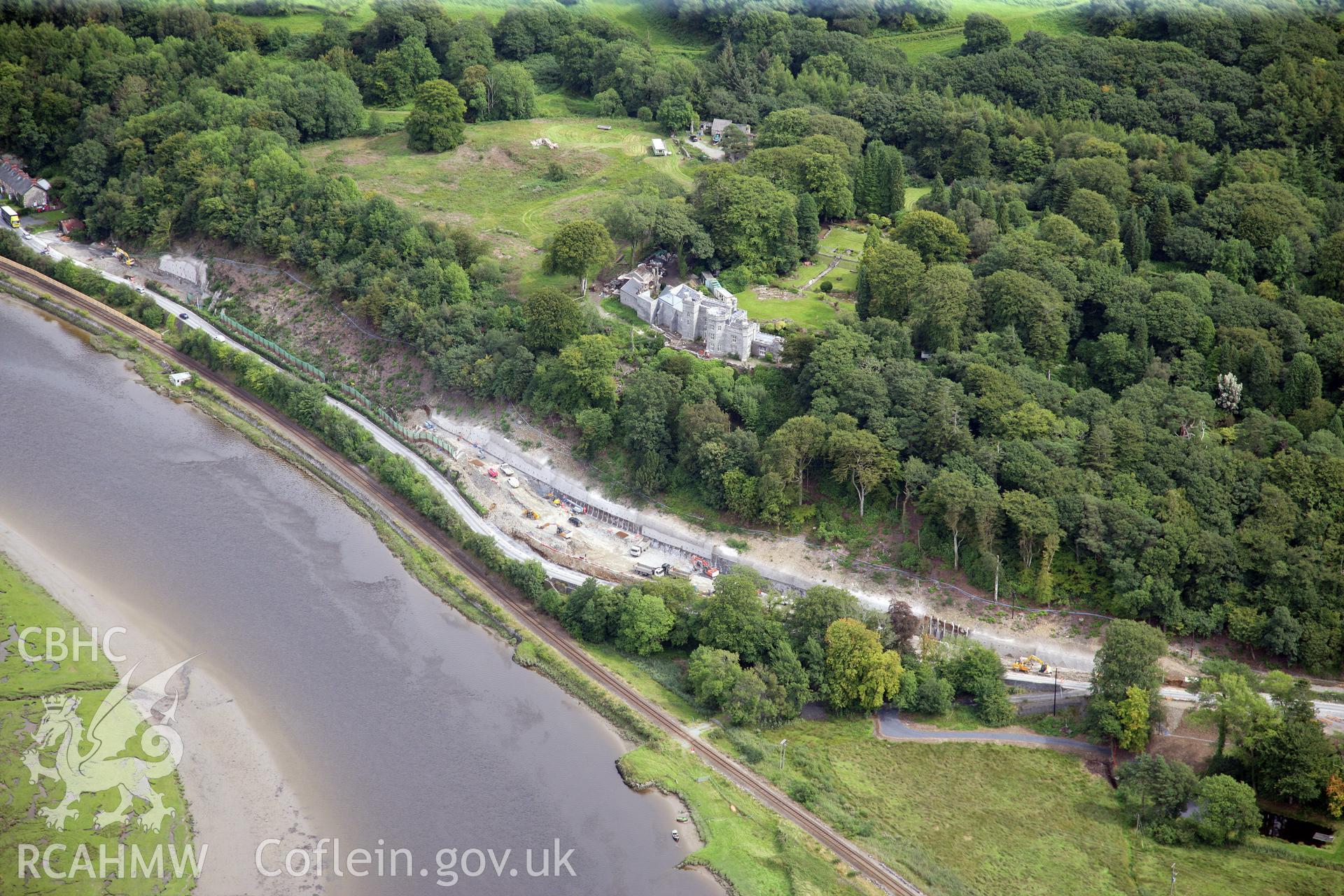 RCAHMW colour oblique photograph of Glandyfi Bends Road Improvement Scheme. Taken by Toby Driver on 17/08/2011.