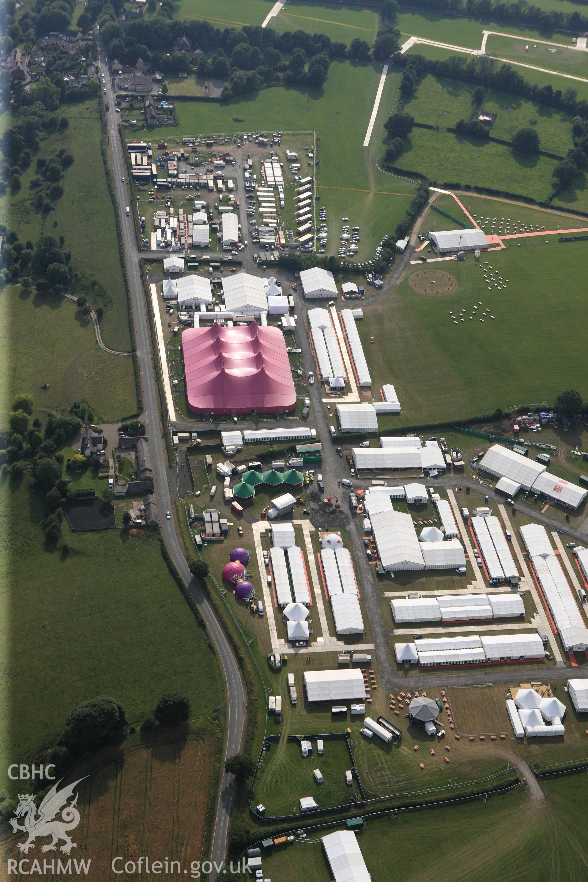 RCAHMW colour oblique photograph of The National Eisteddfod, 2011. Taken by Toby Driver and Oliver Davies on 27/07/2011.