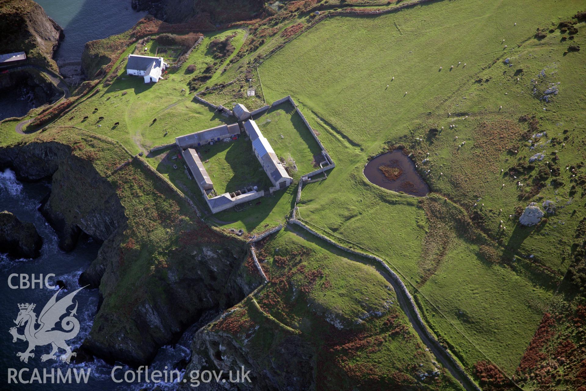 RCAHMW colour oblique photograph of Ramsey Island Farm, viewed from the north-east. Taken by O. Davies & T. Driver on 22/11/2013.