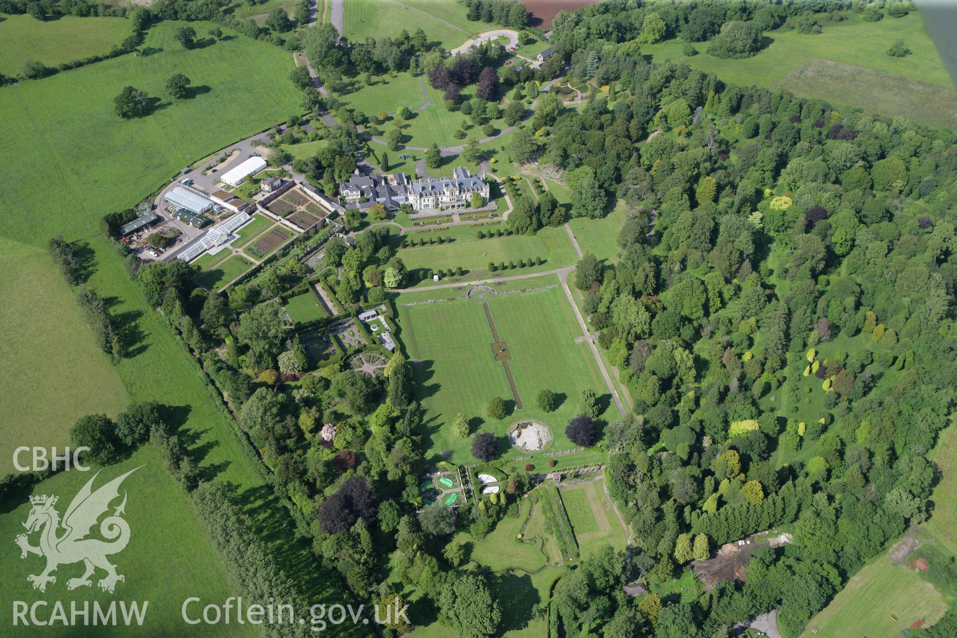 RCAHMW colour oblique photograph of Dyffryn House. Taken by Toby Driver on 13/06/2011.
