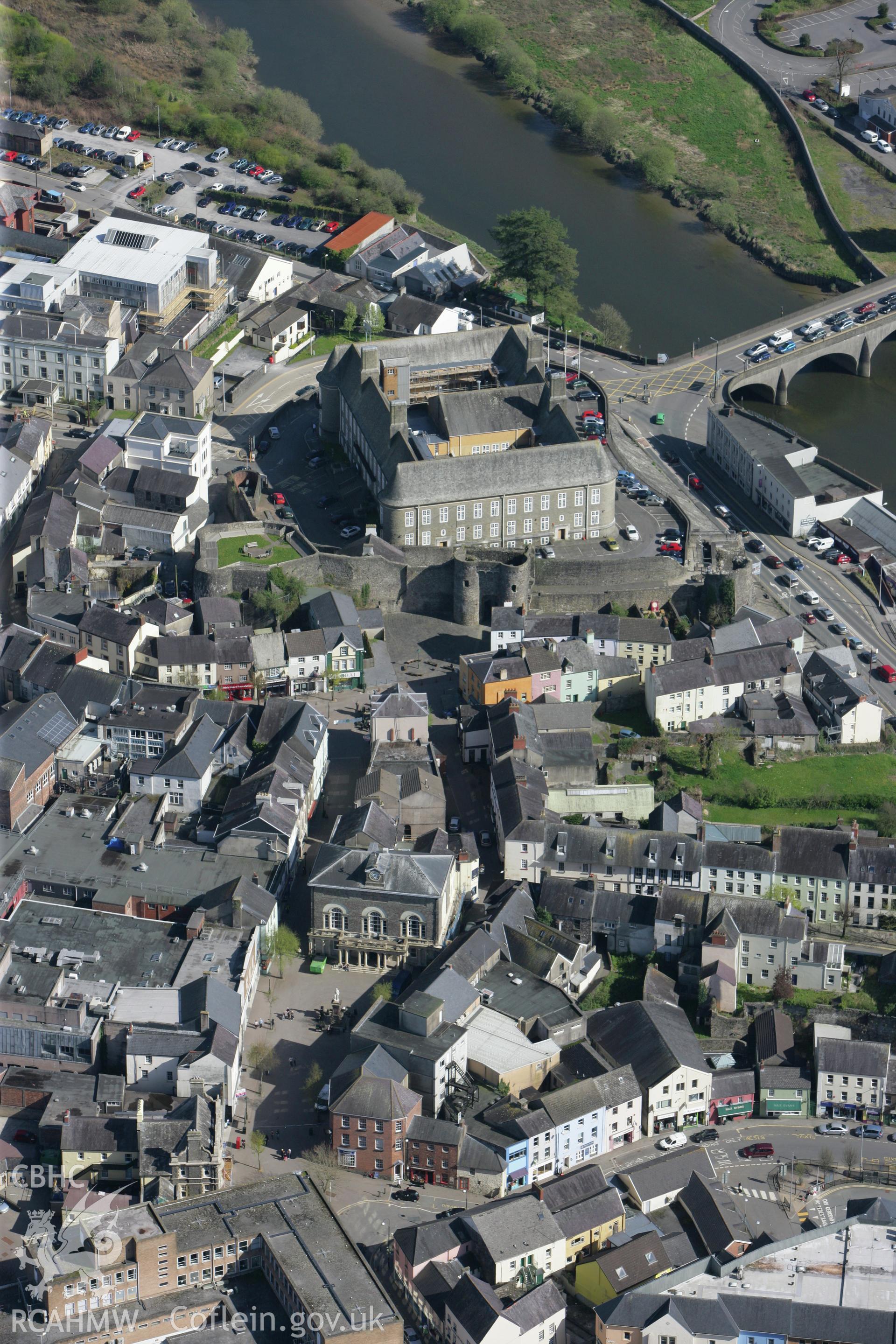 RCAHMW colour oblique photograph of Carmarthen Gaol. Taken by Toby Driver on 08/04/2011.
