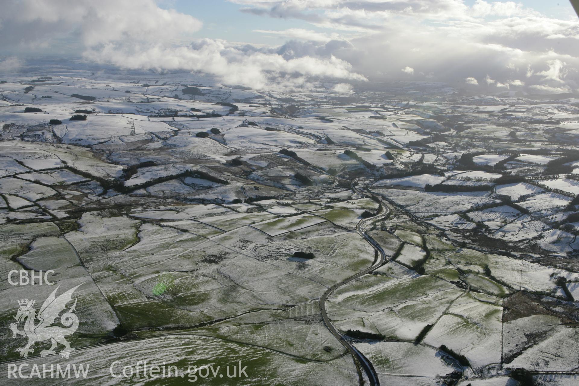 RCAHMW colour oblique photograph of Gwynant, winter landscape looking south. Taken by Toby Driver on 18/12/2011.