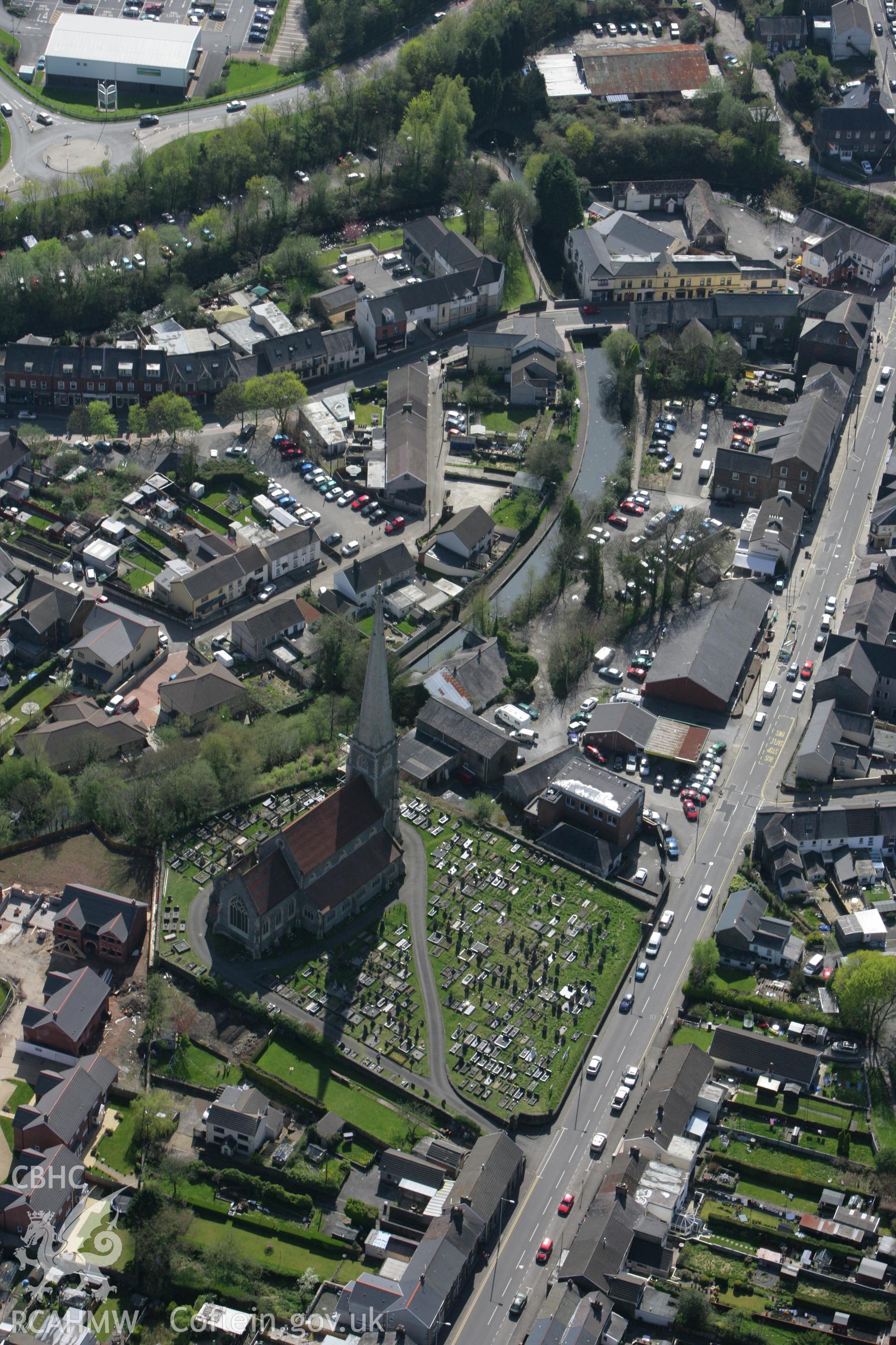 RCAHMW colour oblique photograph of St Peter's Church, Pontardawe. Taken by Toby Driver on 08/04/2011.