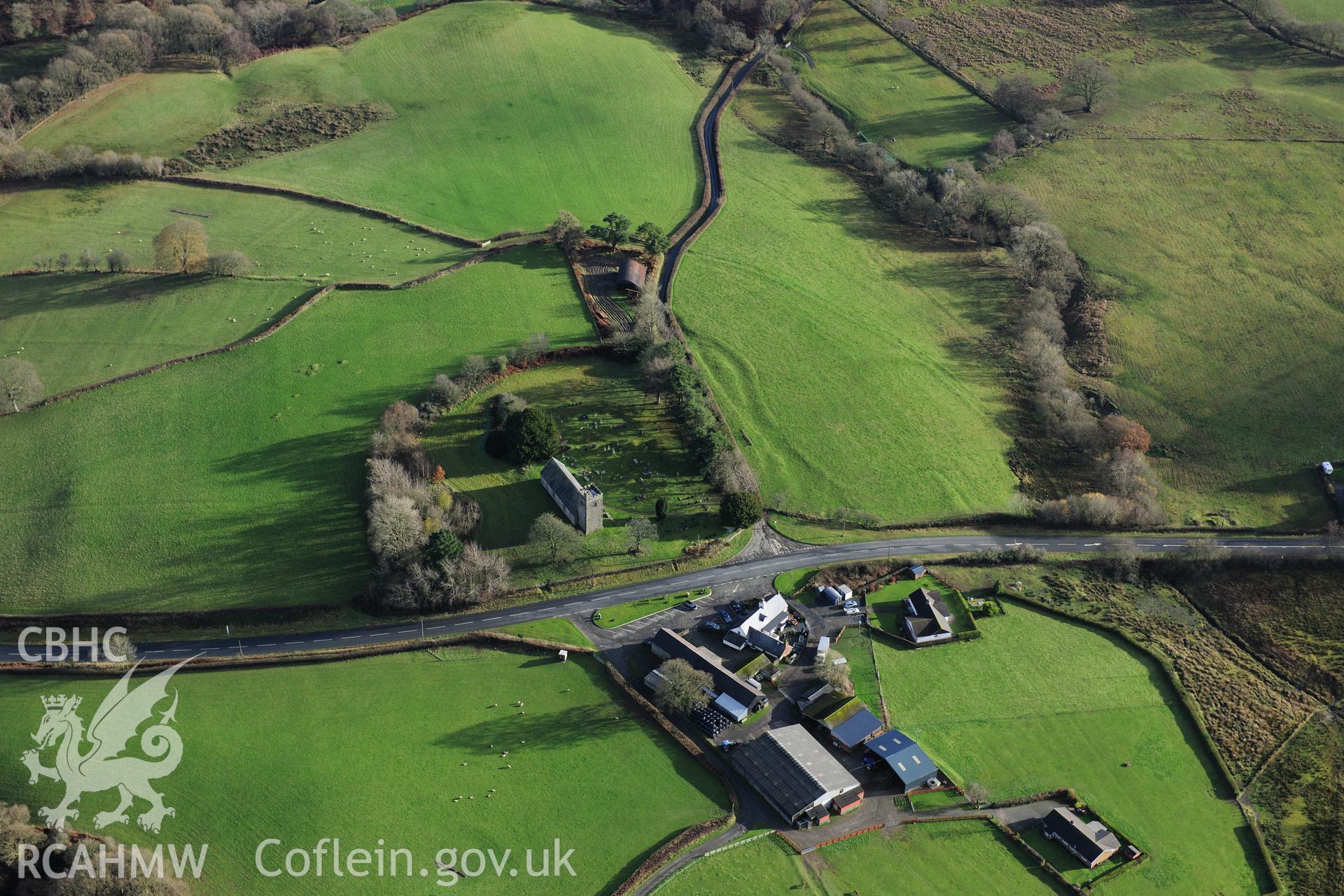 RCAHMW colour oblique photograph of Llanafan Fawr. Taken by Toby Driver on 23/11/2012.