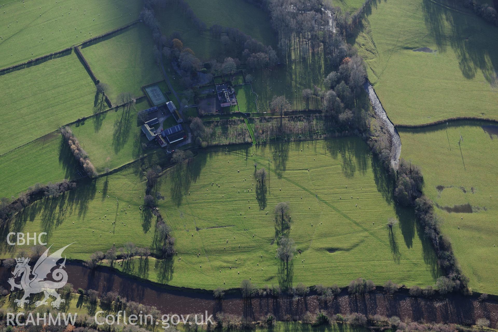 RCAHMW colour oblique photograph of Brecon, water meadows. Taken by Toby Driver on 23/11/2012.
