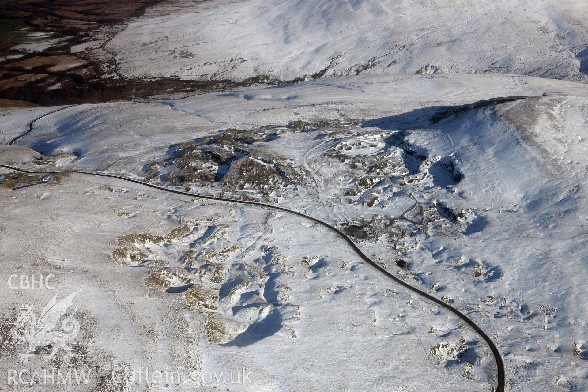 RCAHMW colour oblique photograph of Foel Fawr Quarry Complex. Taken by Toby Driver on 02/02/2012.